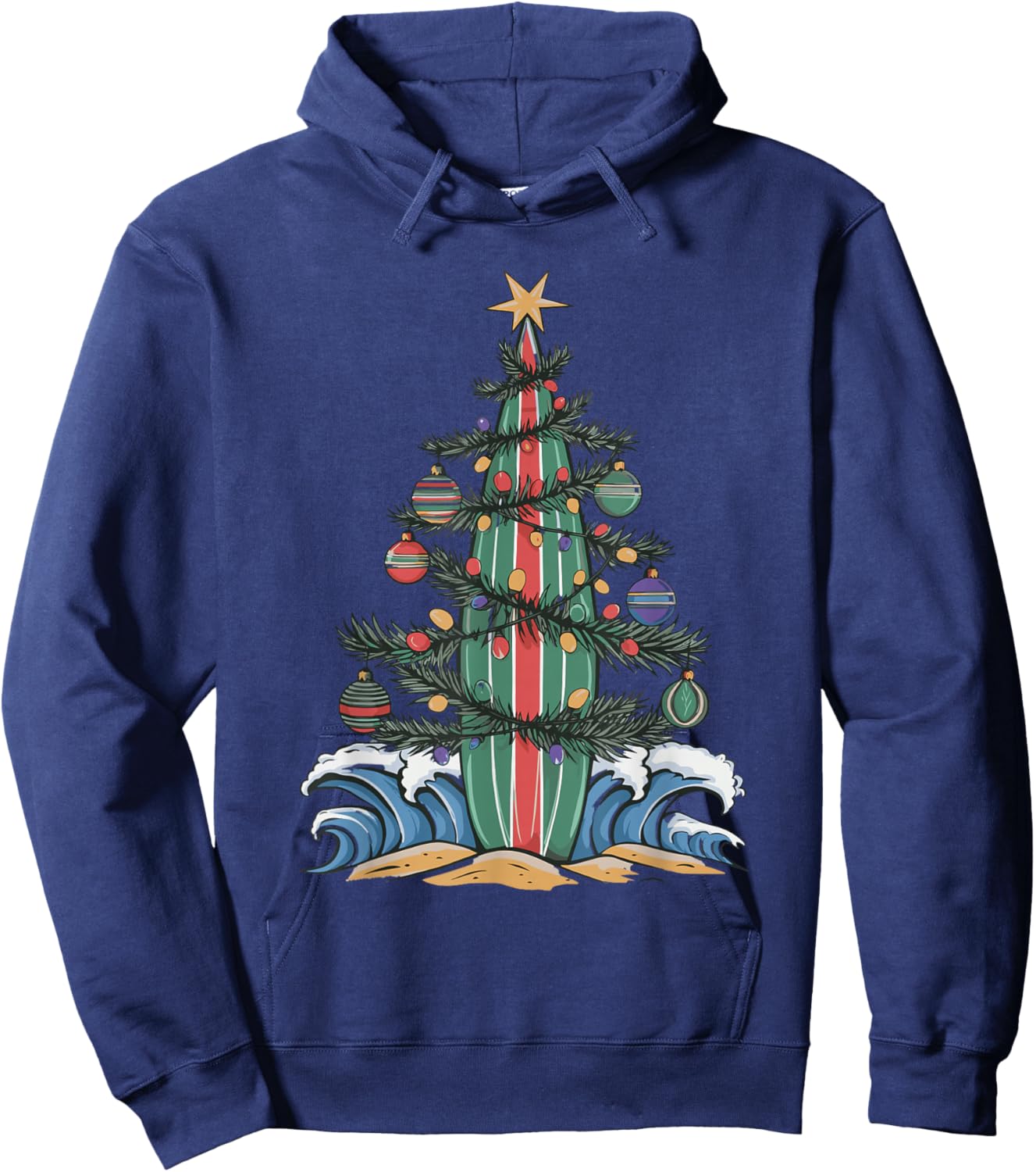 Christmas Tree Surfboard Hoodie - Hoodie | Navy