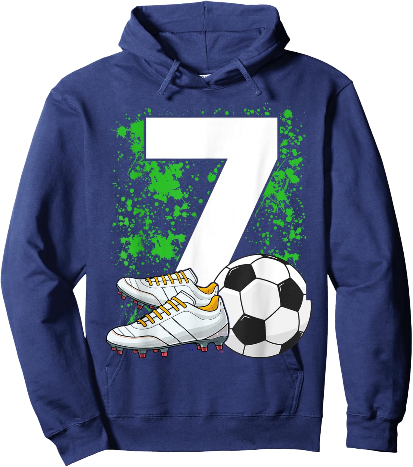 7th Birthday Boys 7 Years Soccer Football Player Birthday Hoodie - Hoodie | Navy