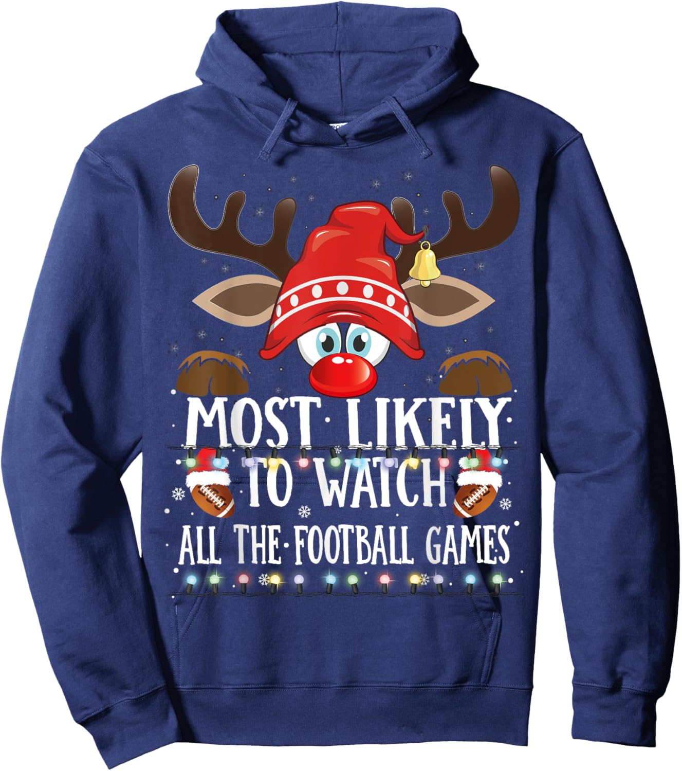 Christmas Matching Most Likely To Watch Football Games PJS Hoodie - Hoodie | Navy