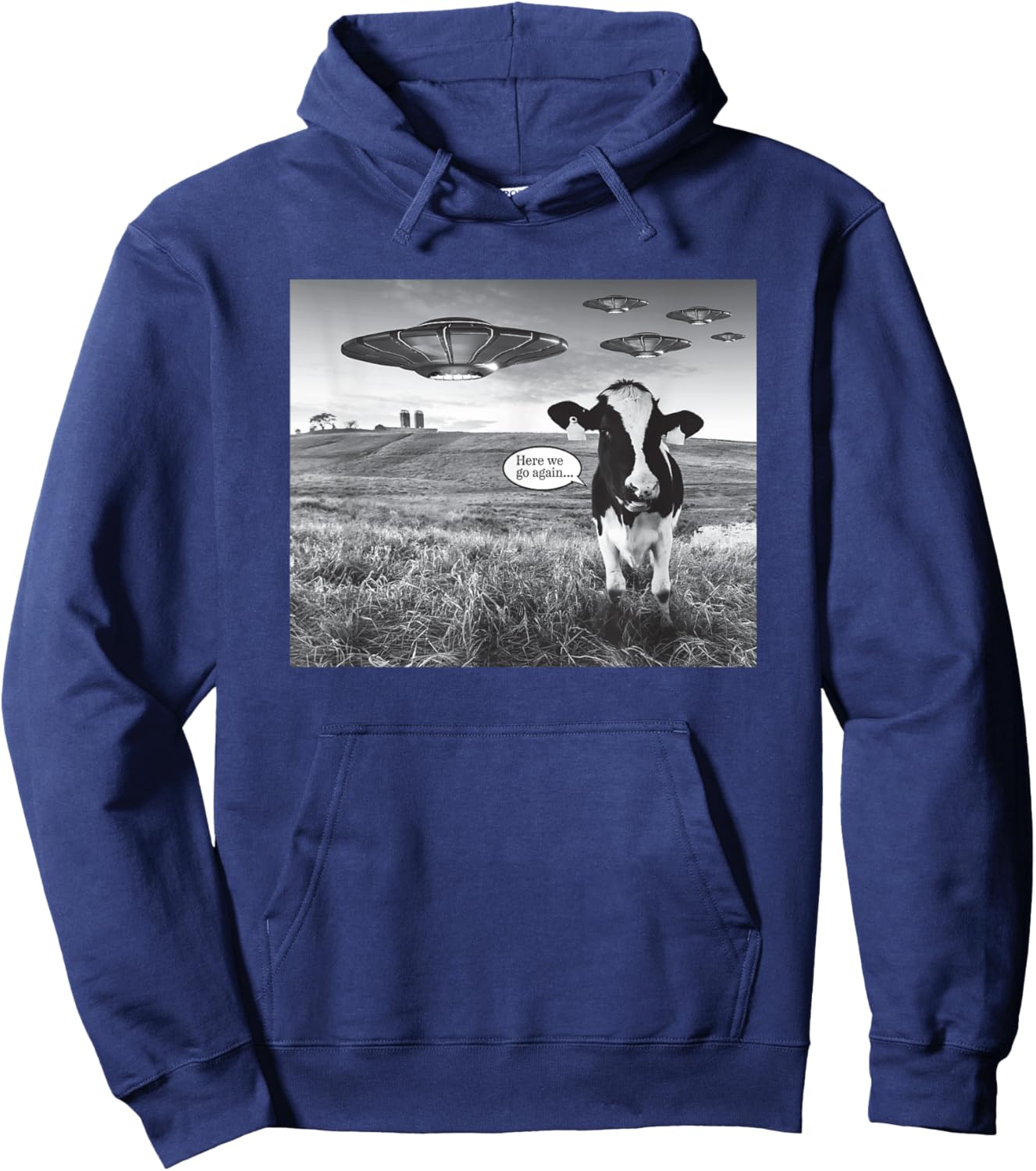 Funny Cow Selfie With Alien Hoodie - Hoodie | Navy