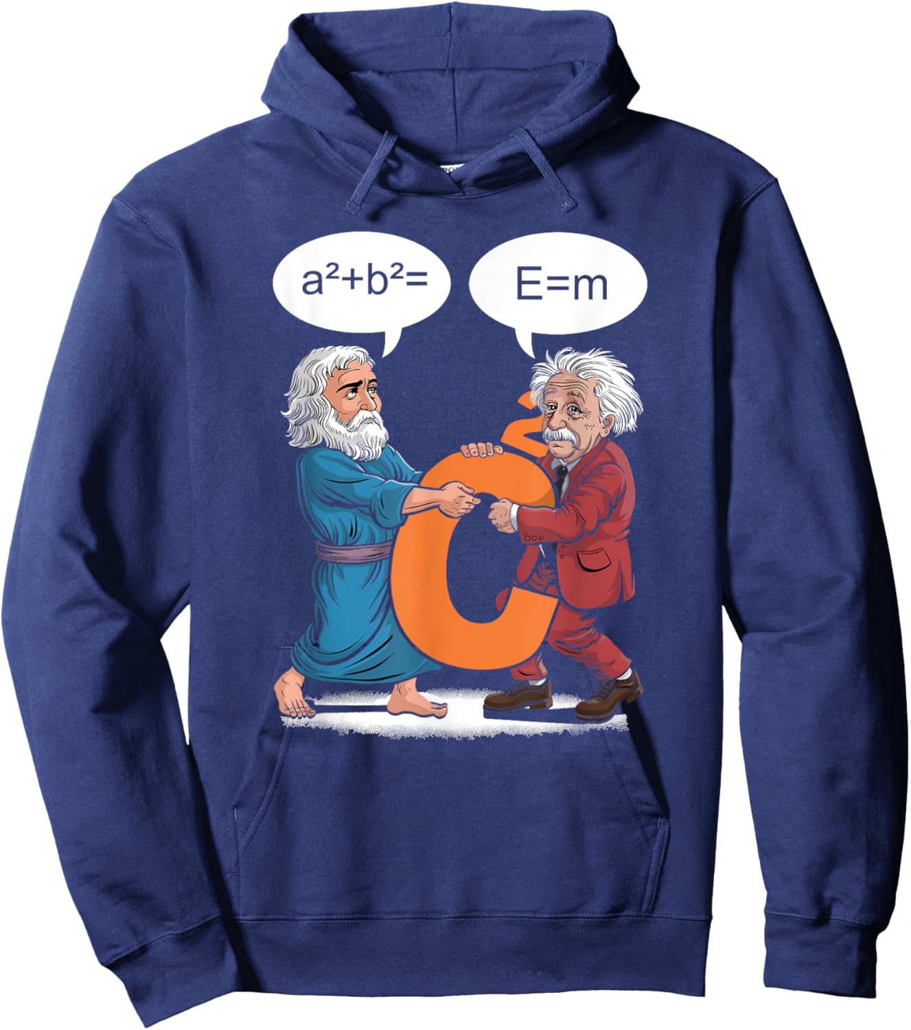 Funny Geek Outfit Nerd Costume Pythagoras vs Einstein Hoodie - Hoodie | Navy