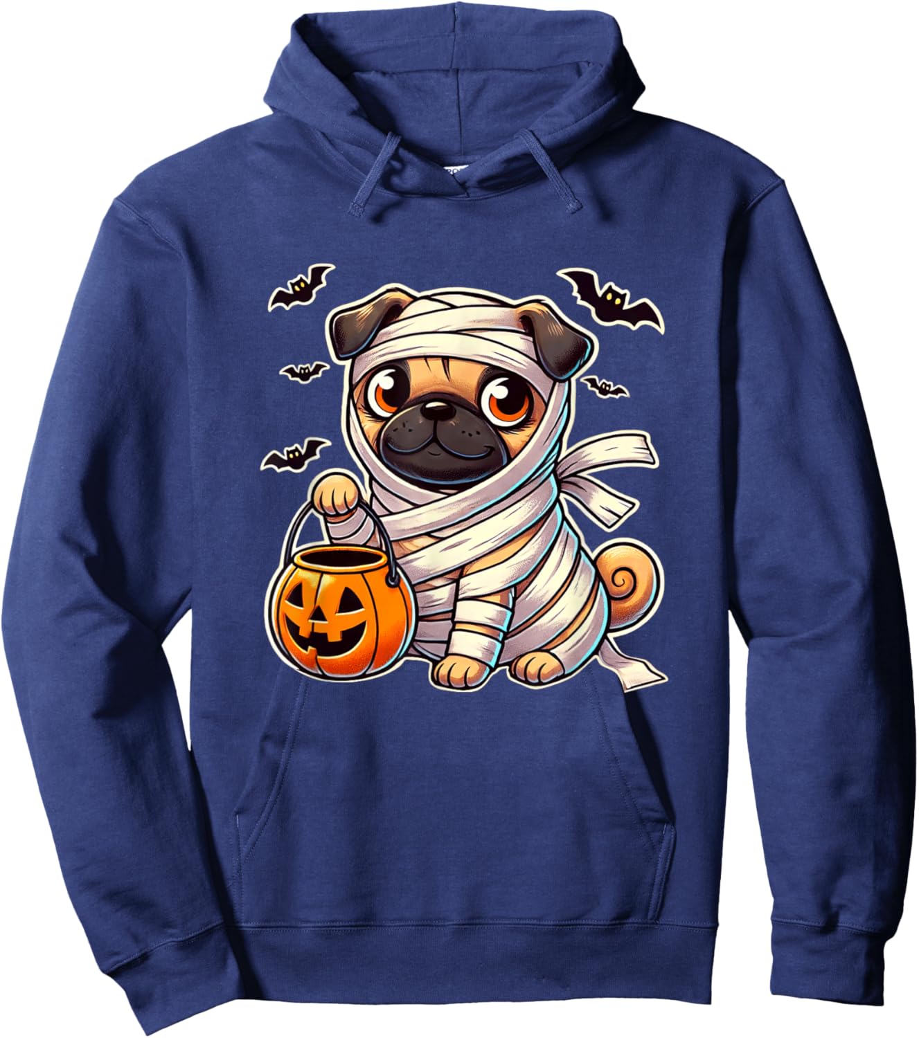 Pug Halloween Mummy Cute Pug Kids Hoodie - Hoodie | Navy