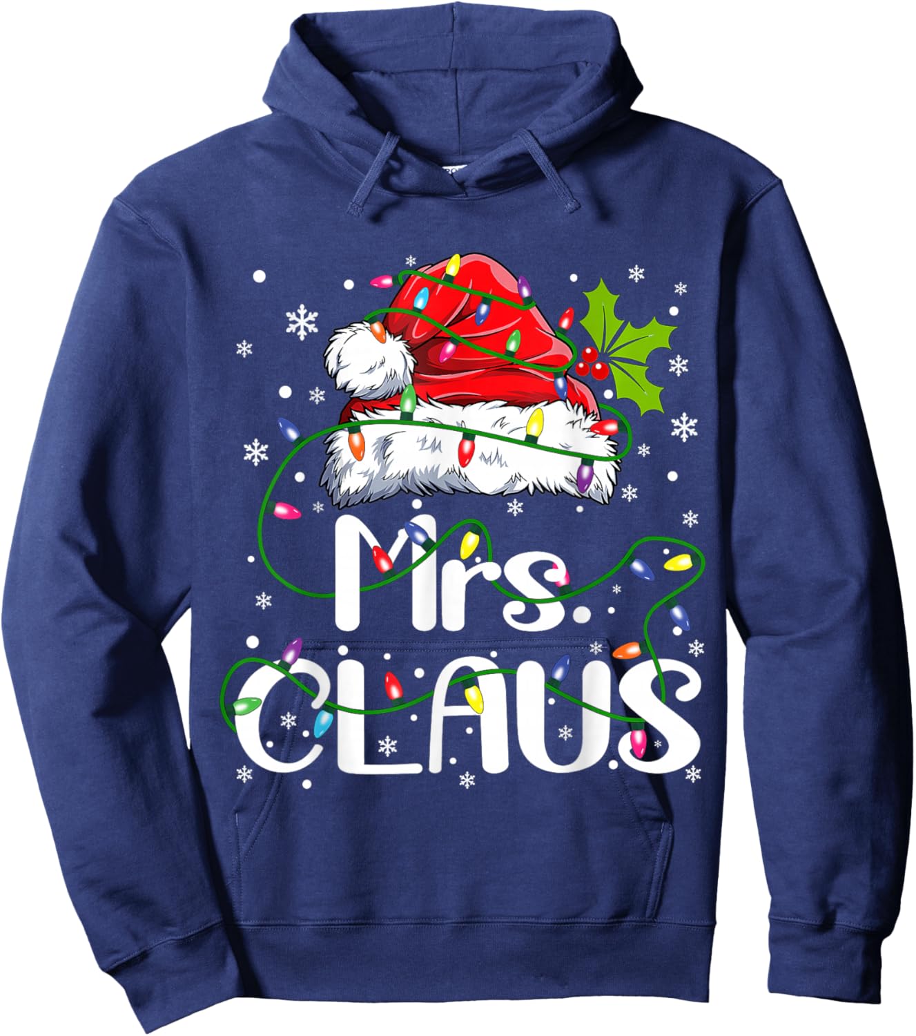 Mr and Mrs Claus Couples Matching Christmas Pajamas Santa Hoodie - Hoodie | Navy