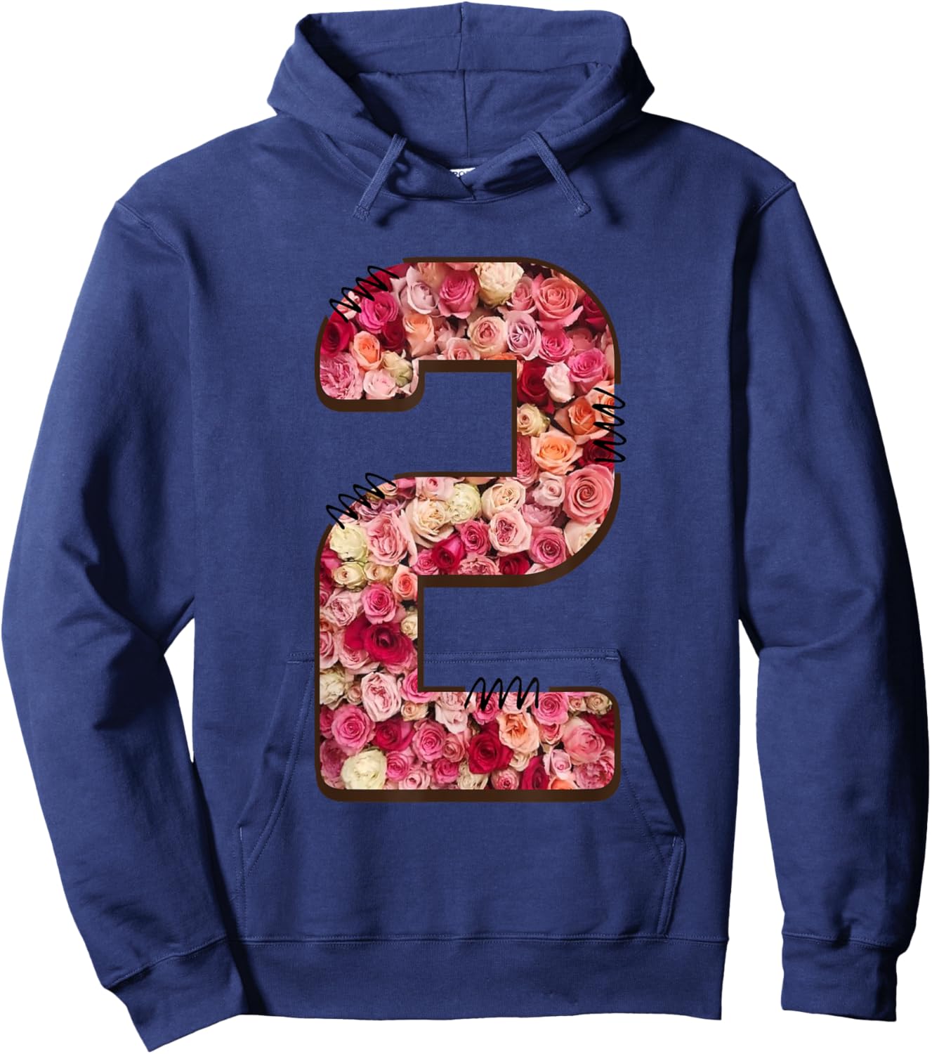 Floral Rose Number Two Hoodie - Hoodie | Navy