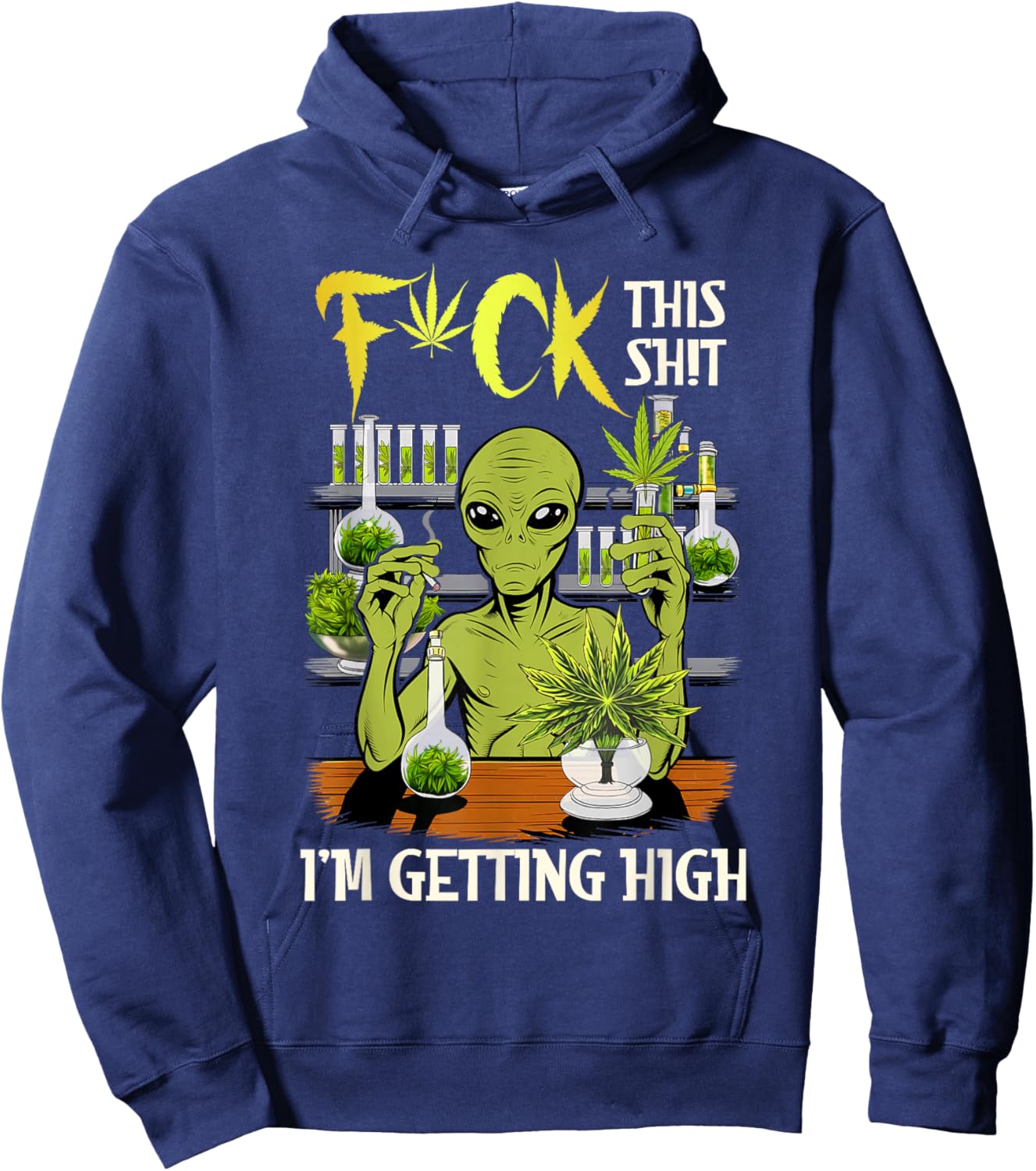 Cannabis Weed Lover Alien Smoking 420 Ich werde high Hoodie - Hoodie | Navy