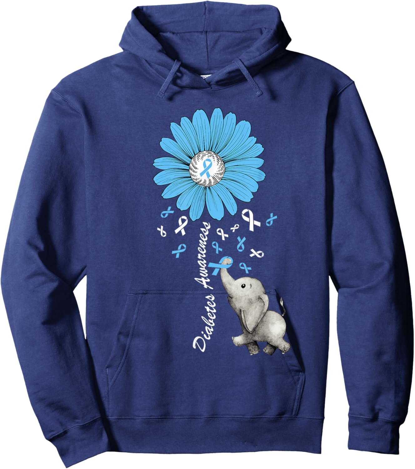 Diabetes Awareness Retro Elephant Diabetes Awareness 2024 Hoodie - Hoodie | Navy