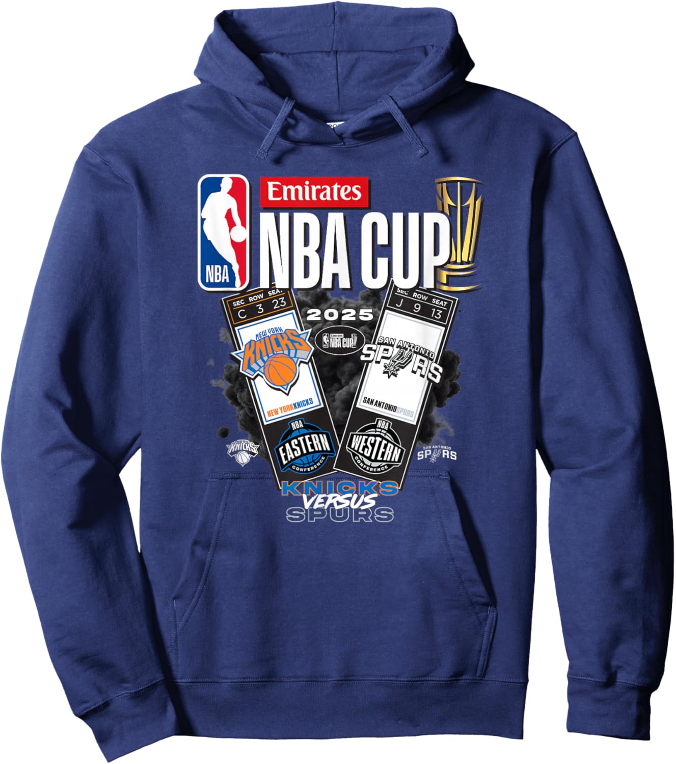 NBA Official Emirates Cup 2025 Finals Knicks vs Spurs Hoodie - Hoodie | Navy