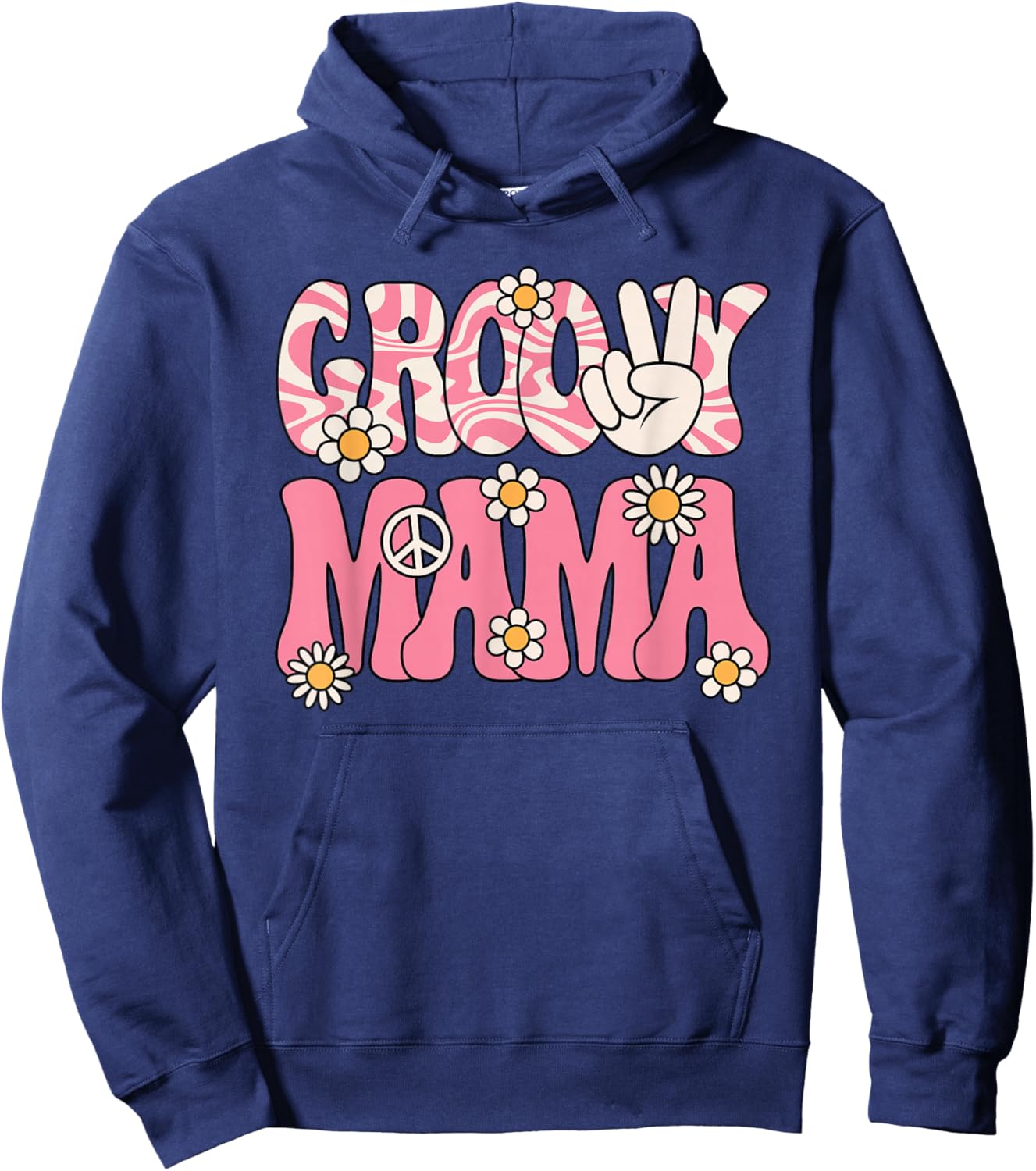 Groovy Mama Mom Retro Hippie 60s 70s Party Outfit Women Hoodie - Hoodie | Navy