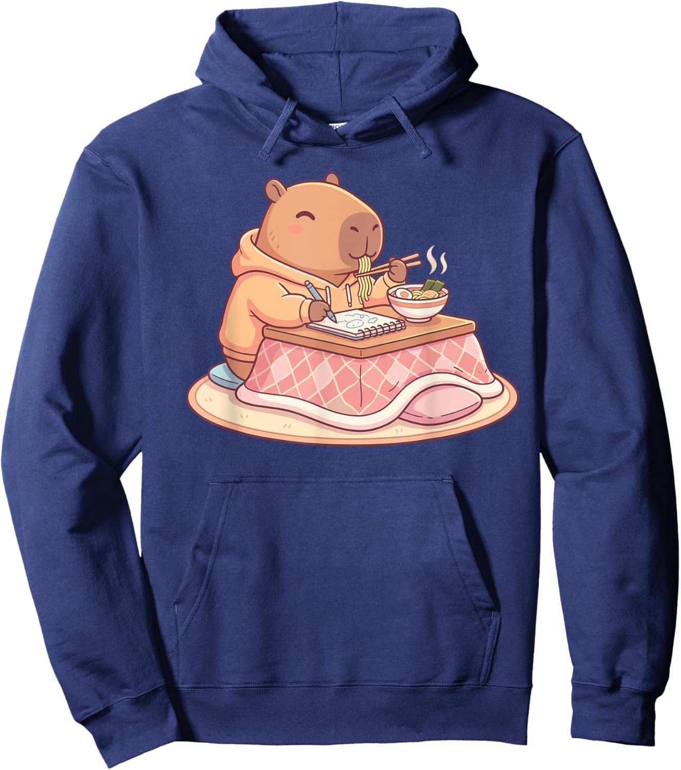 Kawaii Capybara Ramen Anime Drawing Lo-Fi Cozy Vibes Hoodie - Hoodie | Navy