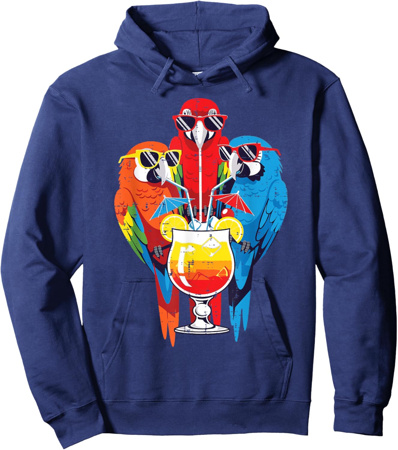 Vacation Birds Sunglasses Cocktail Parrots Summer Women's Men's Hoodie - Hoodie | Navy