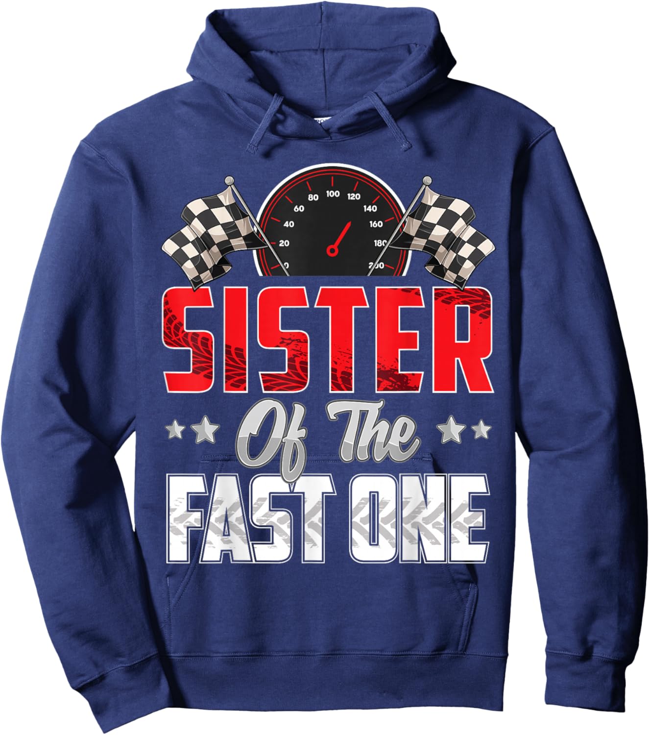 1 year old racing car fast one birthday 1st Family Sister Hoodie - Hoodie | Navy