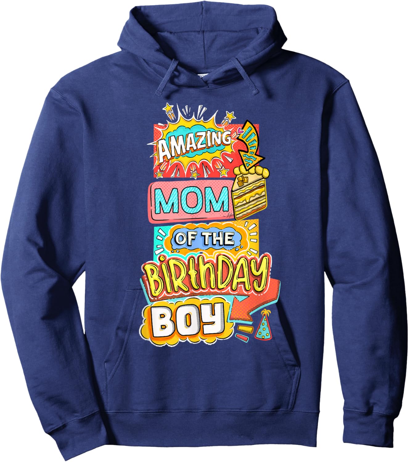 Mom Of The Birthday Boy Amazing Superhero Comic Party Family Hoodie - Hoodie | Navy