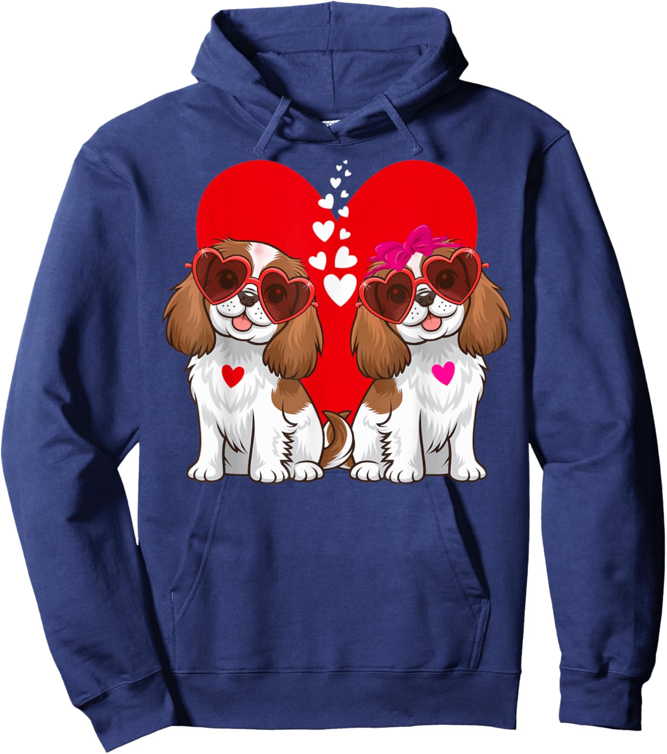 Cavalier King Charles Spaniel Dog Matching Couple Valentine Hoodie - Hoodie | Navy