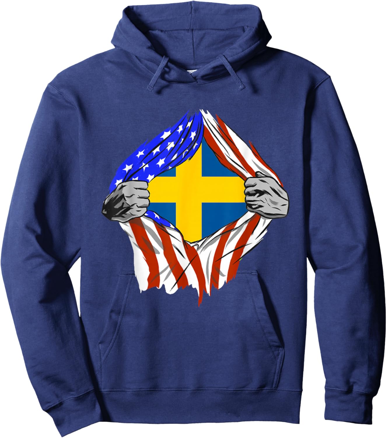 Sweden Flag Chest USA America Swedish Pride Swedish Roots Hoodie - Hoodie | Navy