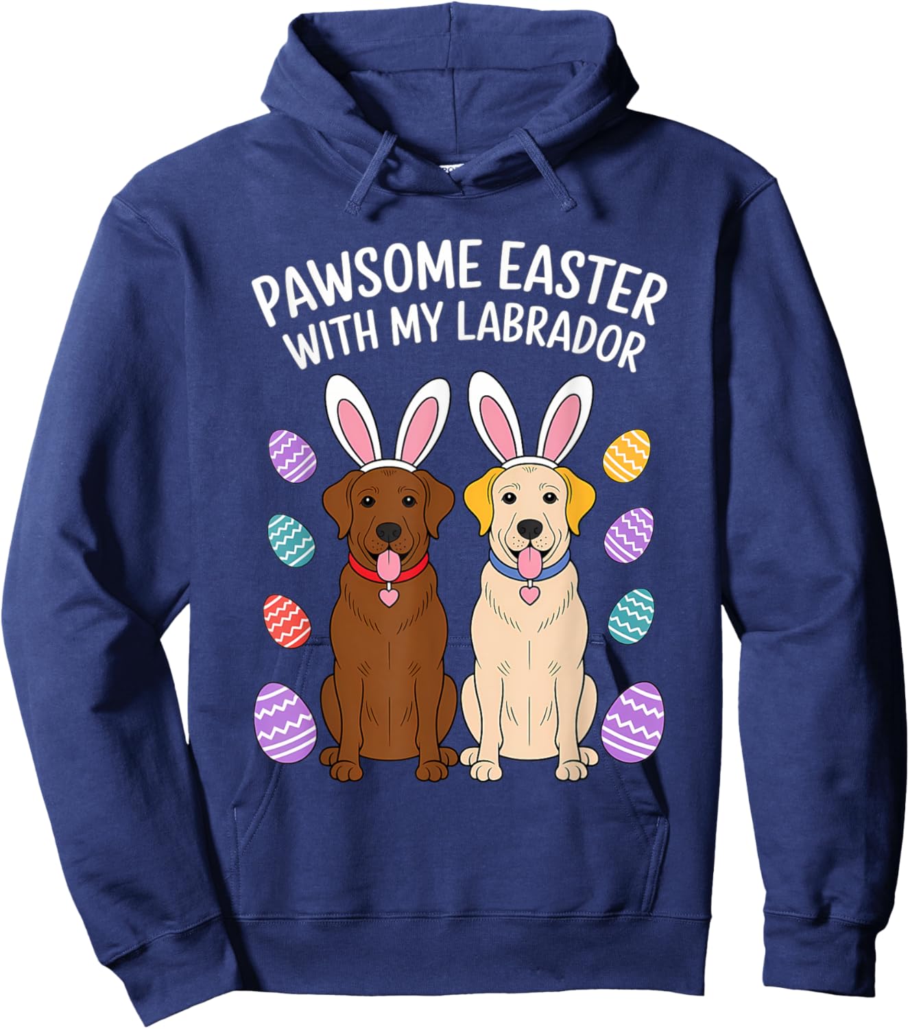 Labrador Retriever Bunny Springs Eggs Easter Lab Dog Women Hoodie - Hoodie | Navy