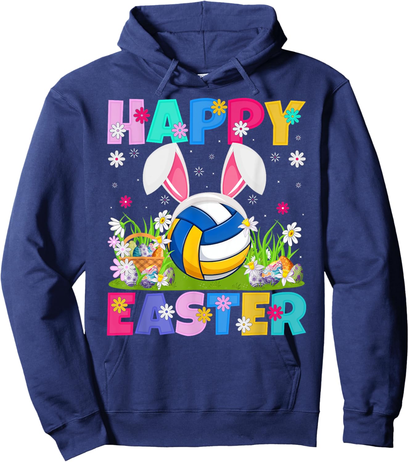 Volleyball Player Easter Egg Hunt Bunny Ear Easter Hoodie - Hoodie | Navy