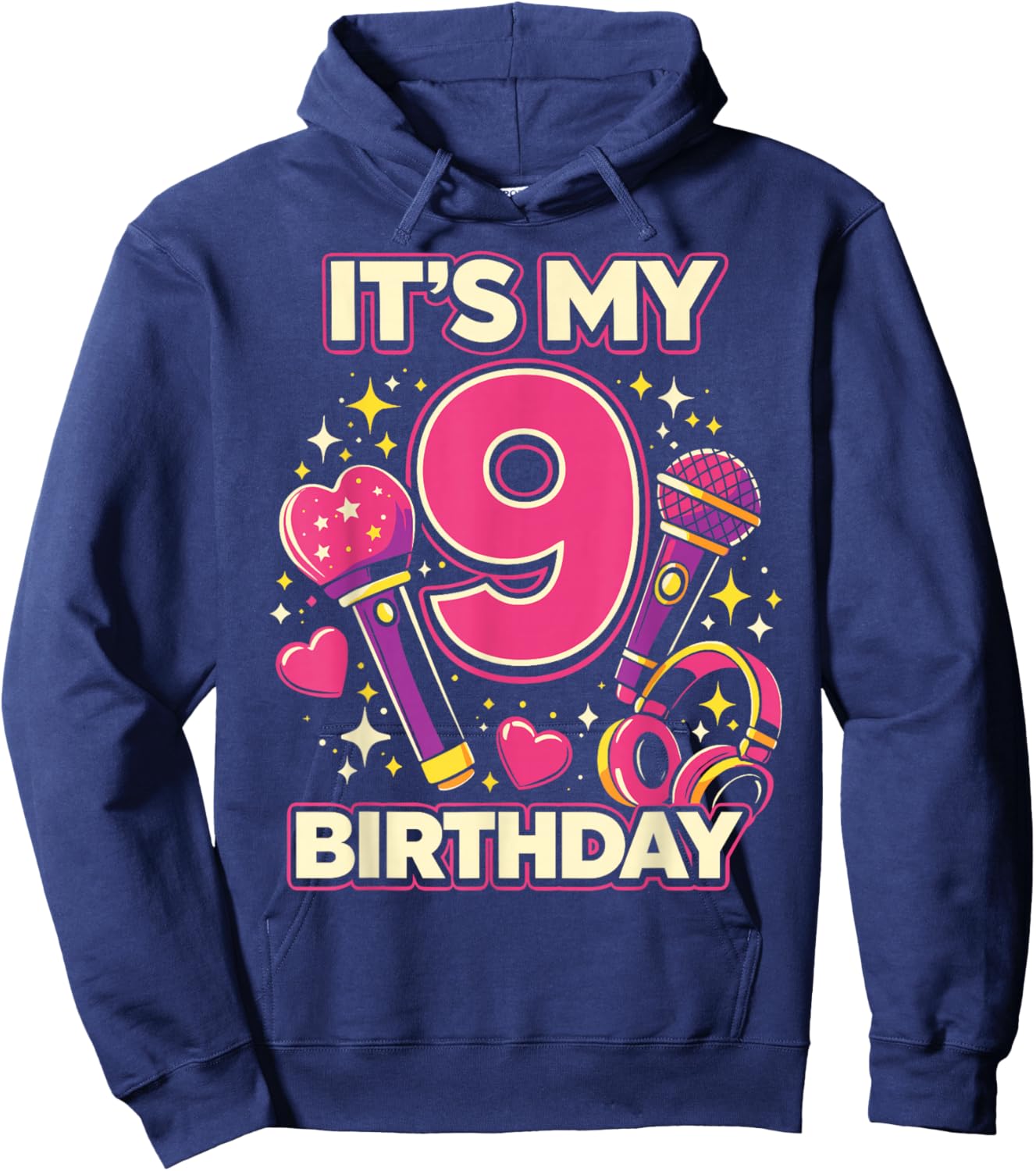 9 Years Old Kpop Kids It’s My 9th Birthday K-Pop Girl Hoodie - Hoodie | Navy