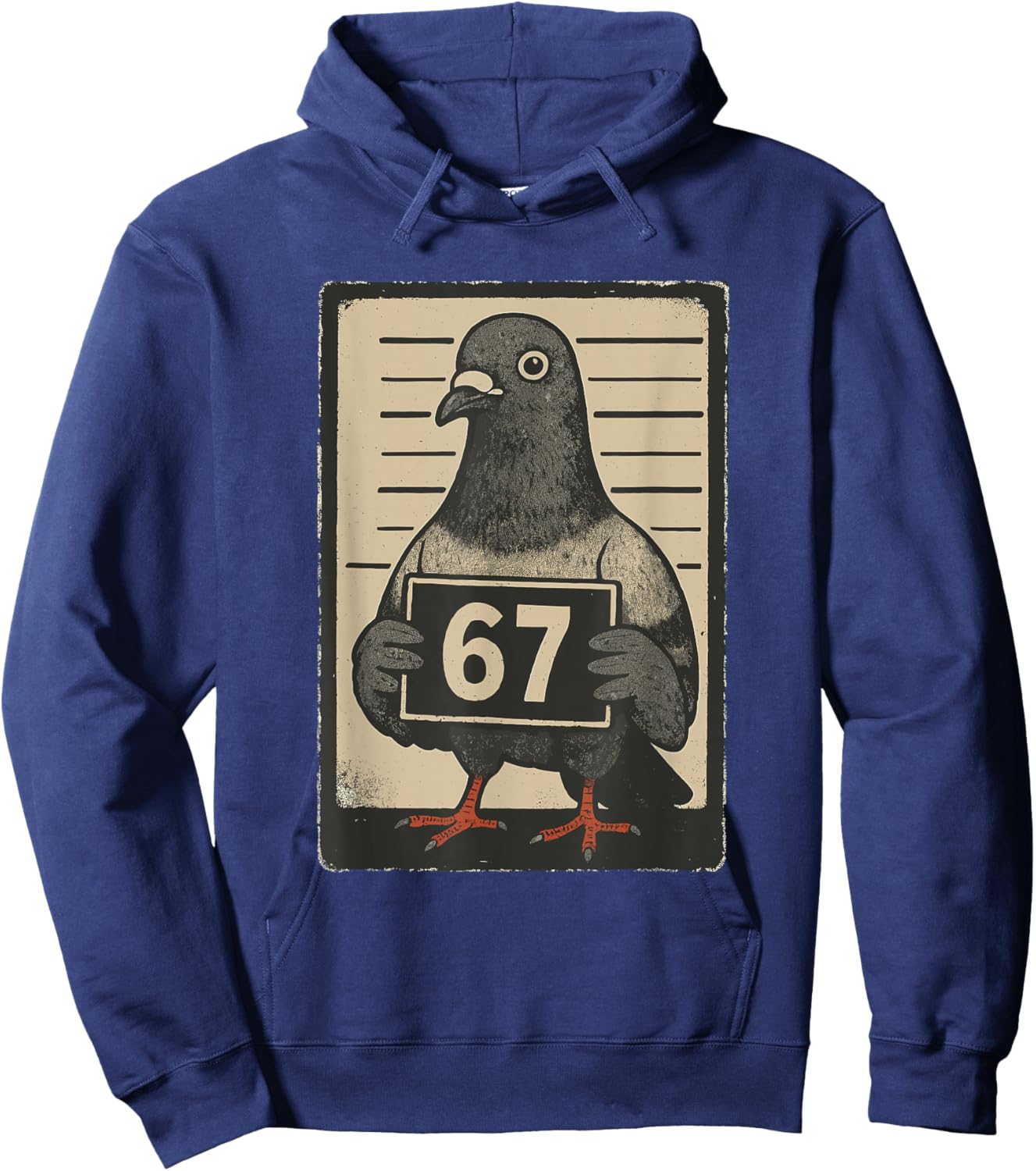 Funny Six Seven Meme 67 Pigeon Mugshot Viral Internet Trend Hoodie - Hoodie | Navy