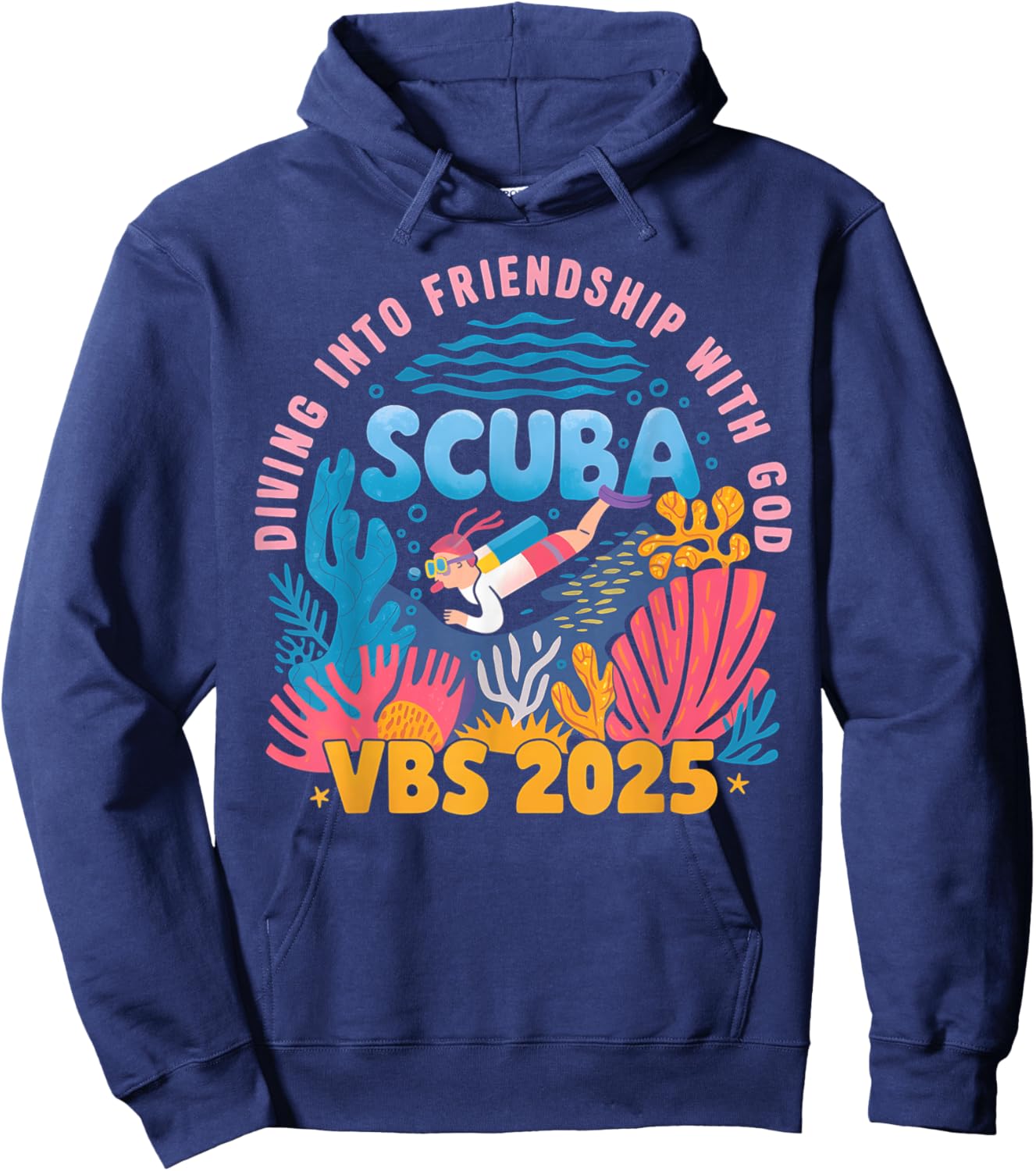 Diving Into Friendship With God Beach Scuba VBS 2025 Hoodie - Hoodie | Navy