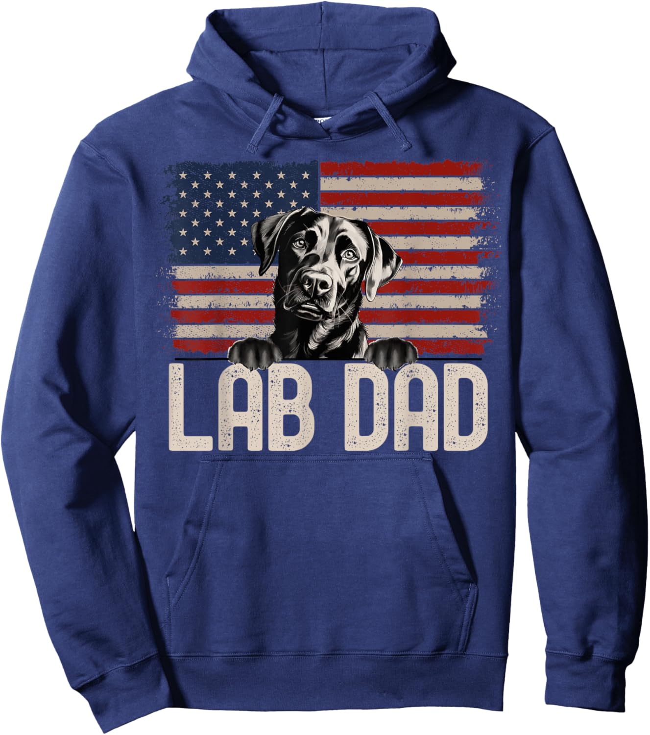 Best Dog Dad Ever American Flag - Lab Dad Hoodie - Hoodie | Navy