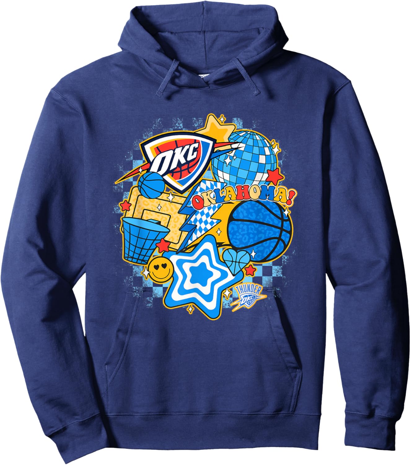 NBA Oklahoma City Thunder Psychedelic Basketball Collage Hoodie - Hoodie | Navy