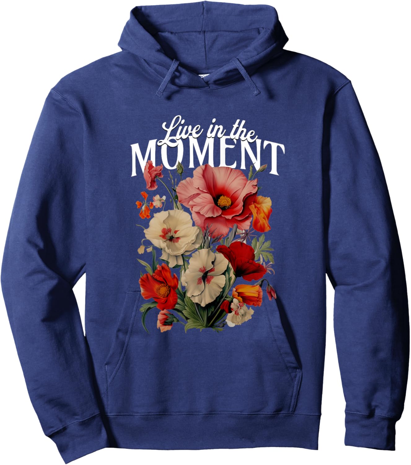 Floral - Live in The Moment Hoodie - Hoodie | Navy