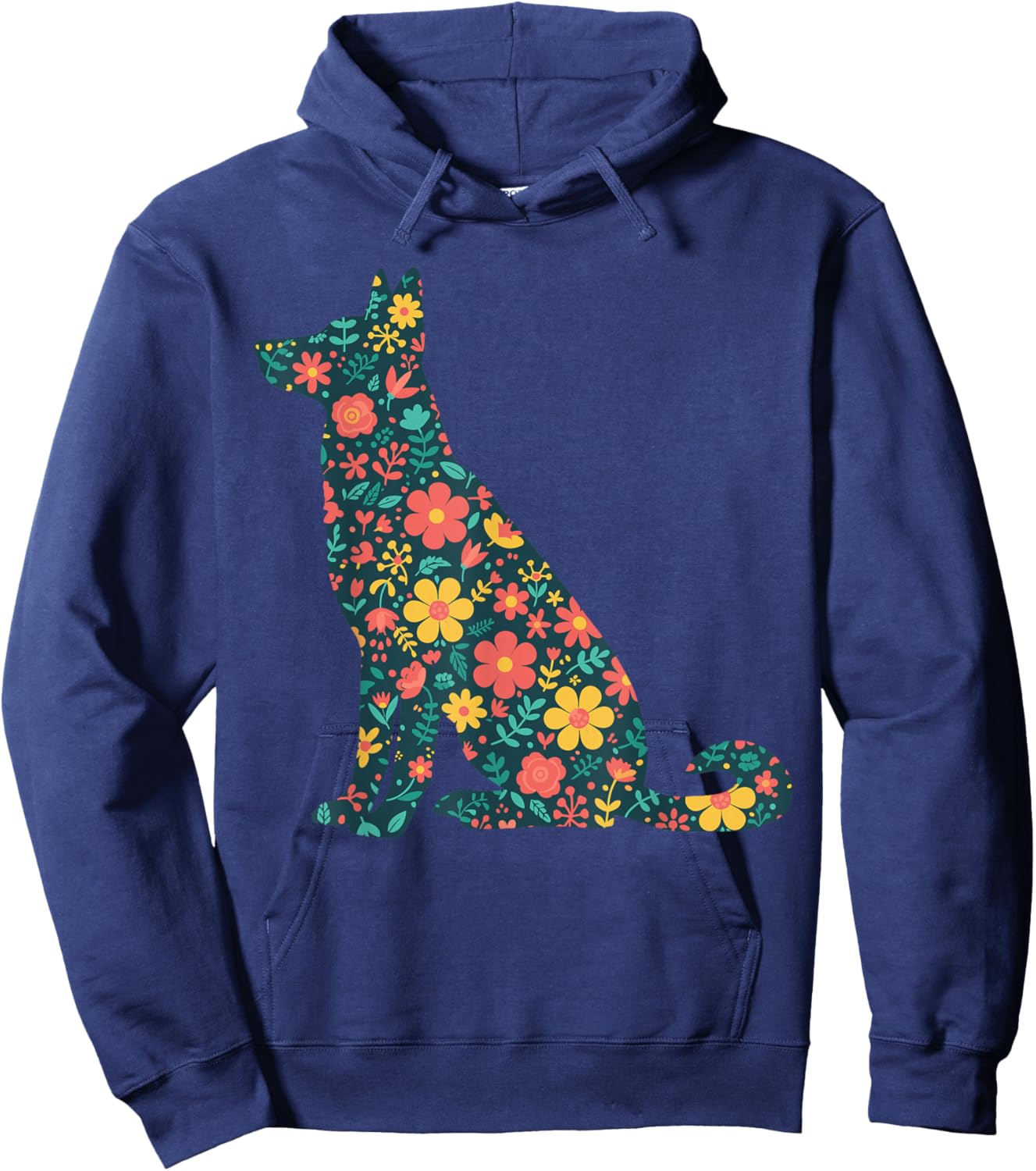 Vintage Floral German Shepherd Shirt Women, Cute Dog Mom Hoodie - Hoodie | Navy