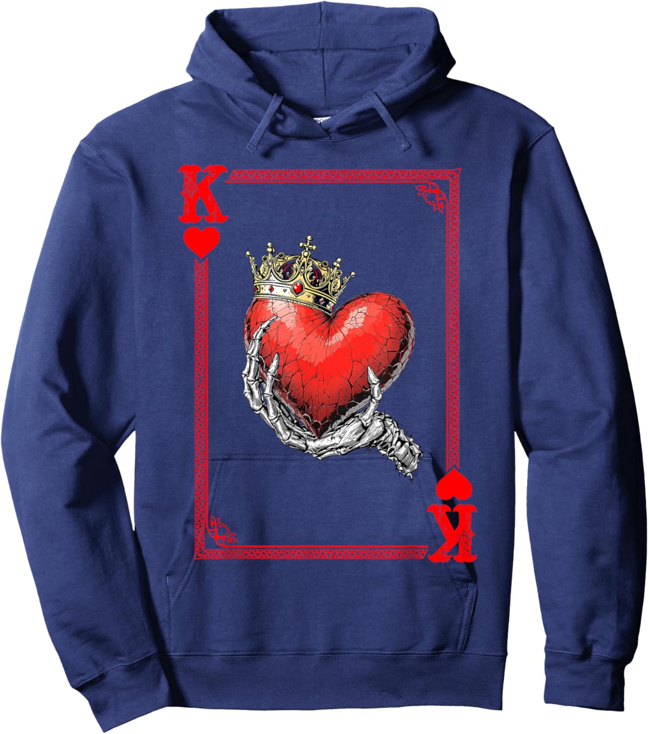 King Queen Of Hearts Playing Card Couple Matching Valentine Hoodie - Hoodie | Navy