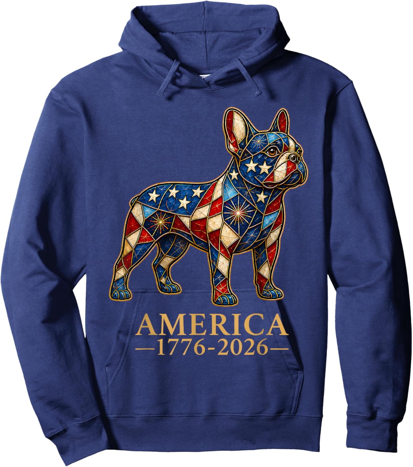 America 1776-2026 Patriotic French Bulldog USA 250th Hoodie - Hoodie | Navy