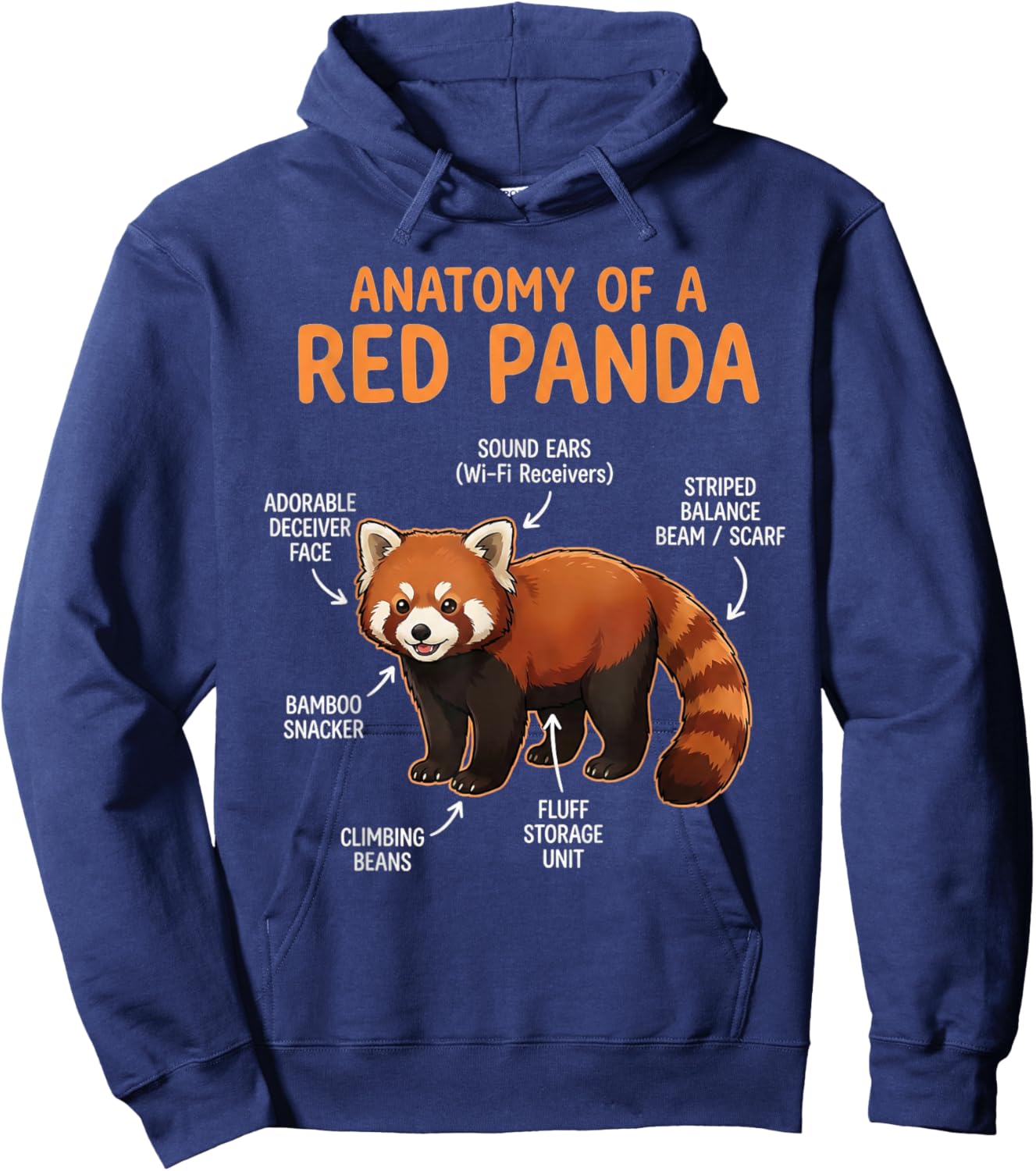 Red Panda Lover Animal Anatomy of A Red Panda Hoodie - Hoodie | Navy