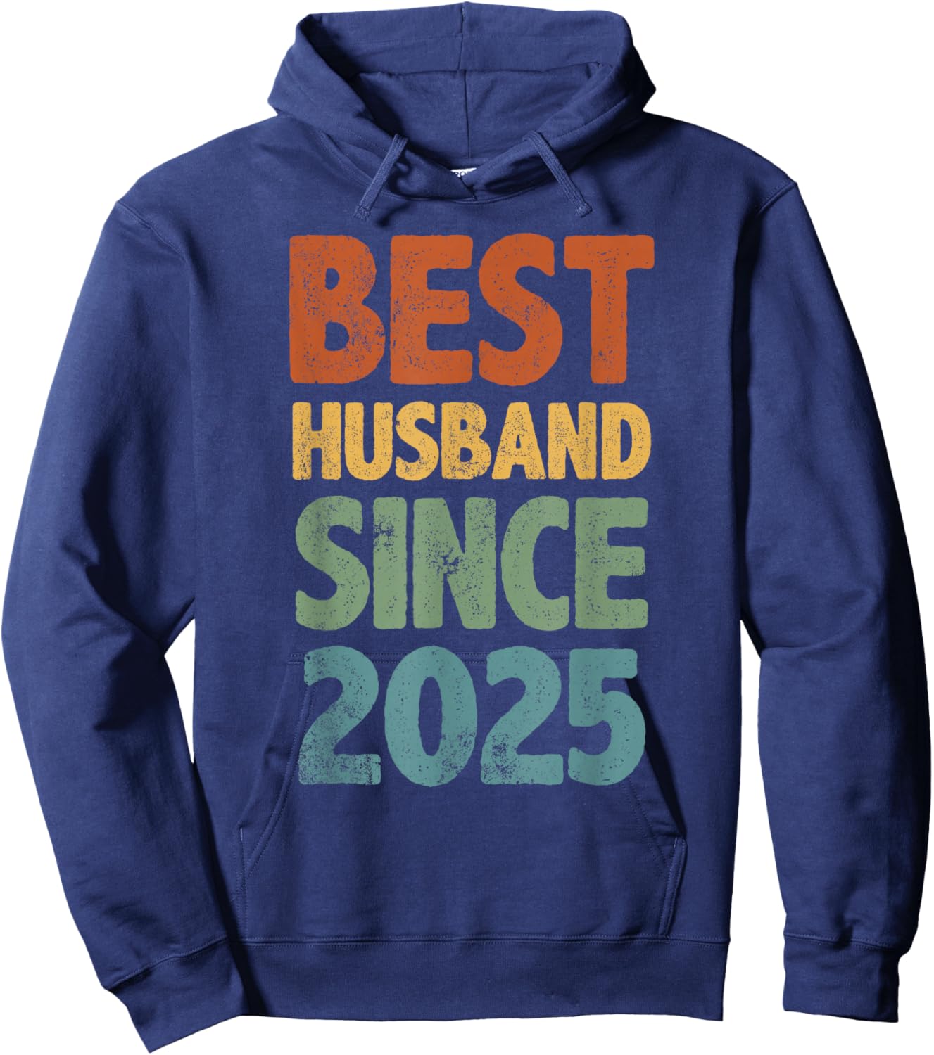 Retro Distressed Best Husband Since 2025 1st Anniversary Hoodie - Hoodie | Navy
