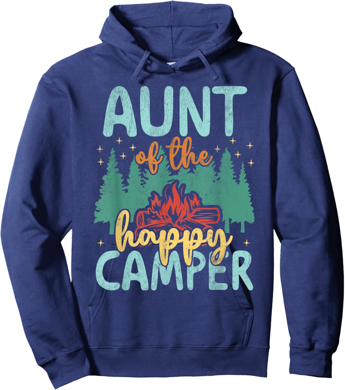 Aunt of Happy Camper 1st Birthday Party Retro Aunt Hoodie - Hoodie | Navy