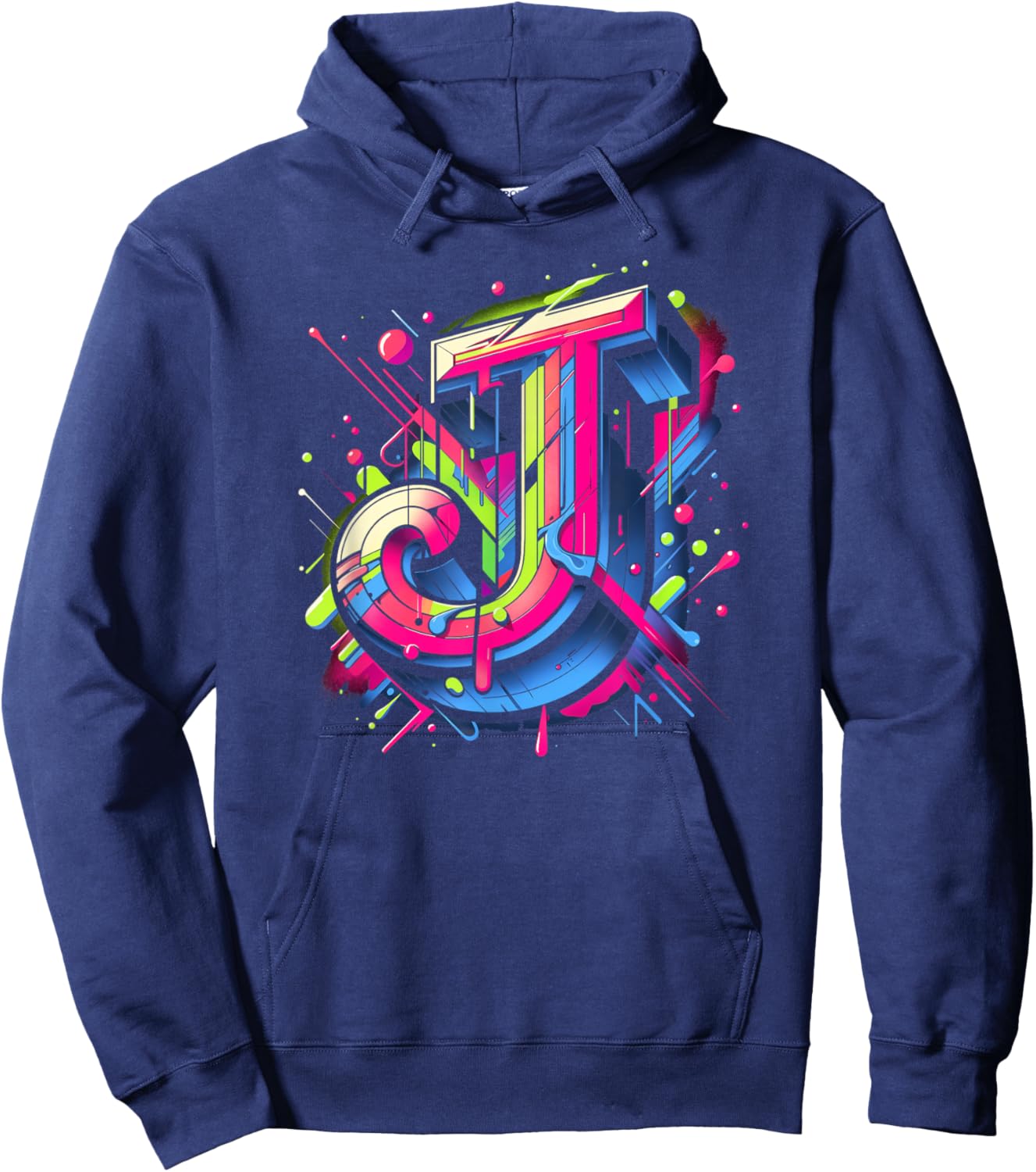Initial Name Letter J Alphabet In Graffiti Art Style Hoodie - Hoodie | Navy