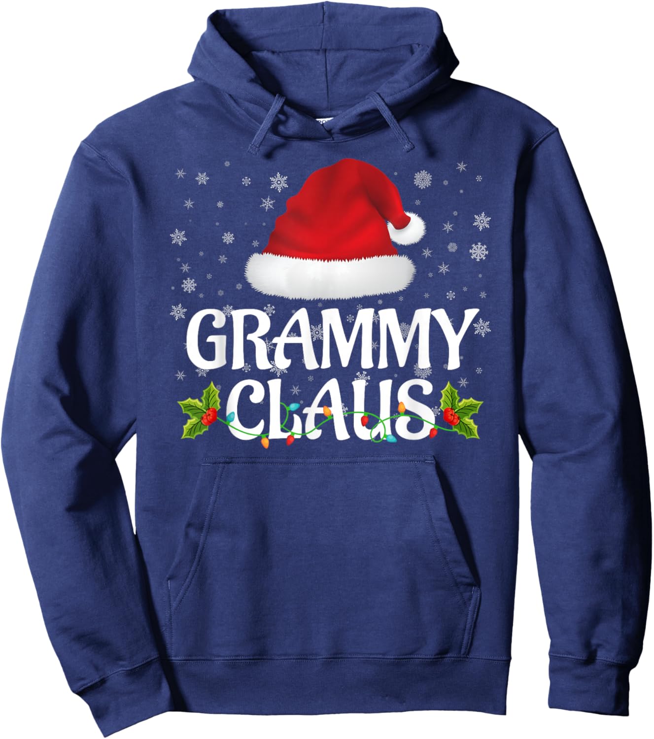Grammy Claus Christmas Lights Santa Pajama Family Matching Hoodie - Hoodie | Navy