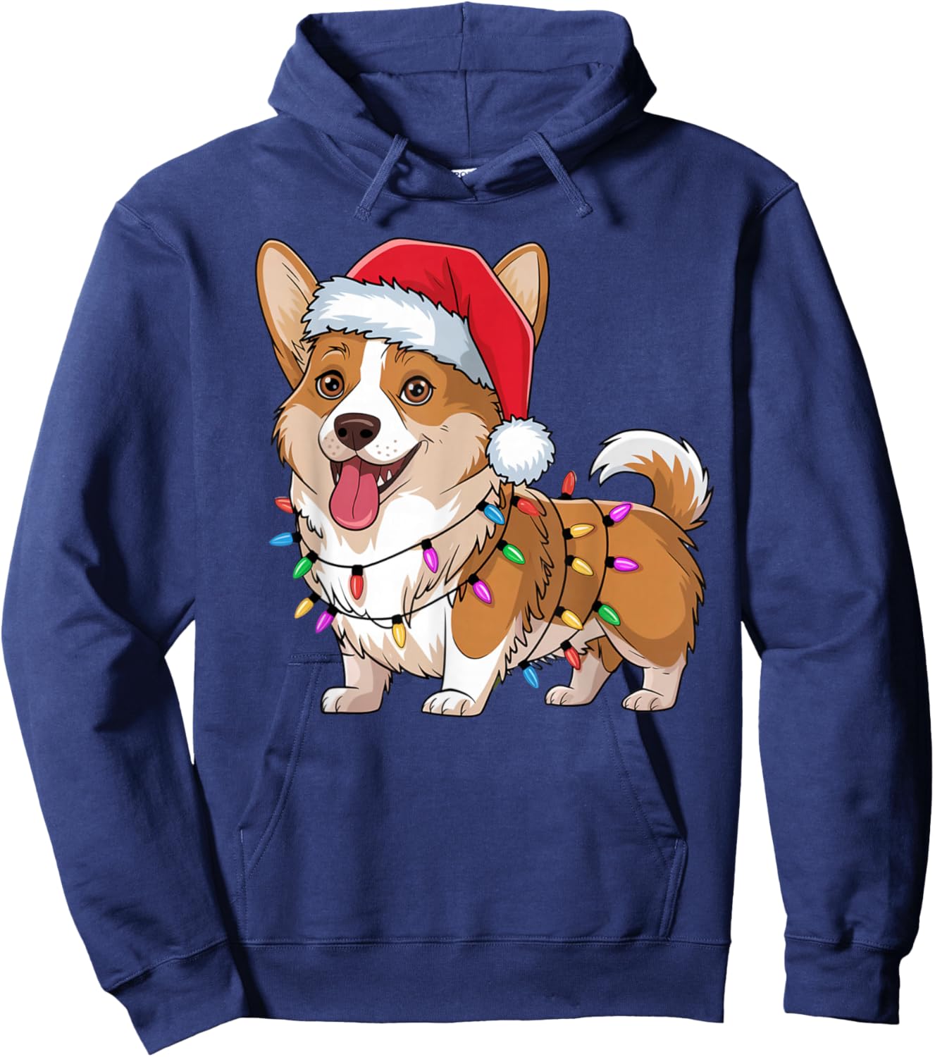 Cardigan Welsh Corgi Christmas Lights Xmas Dogs Gifts Women Hoodie - Hoodie | Navy