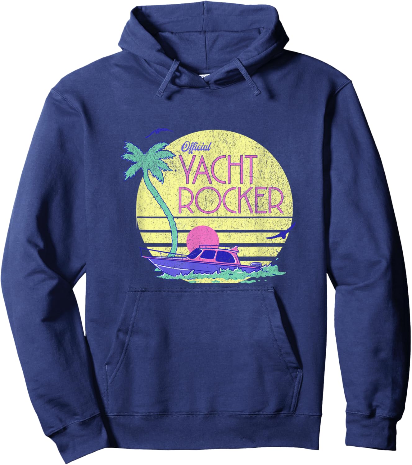 Yacht Rocker, Cruise Lake Party 70s Music Graphic Hoodie - Hoodie | Navy