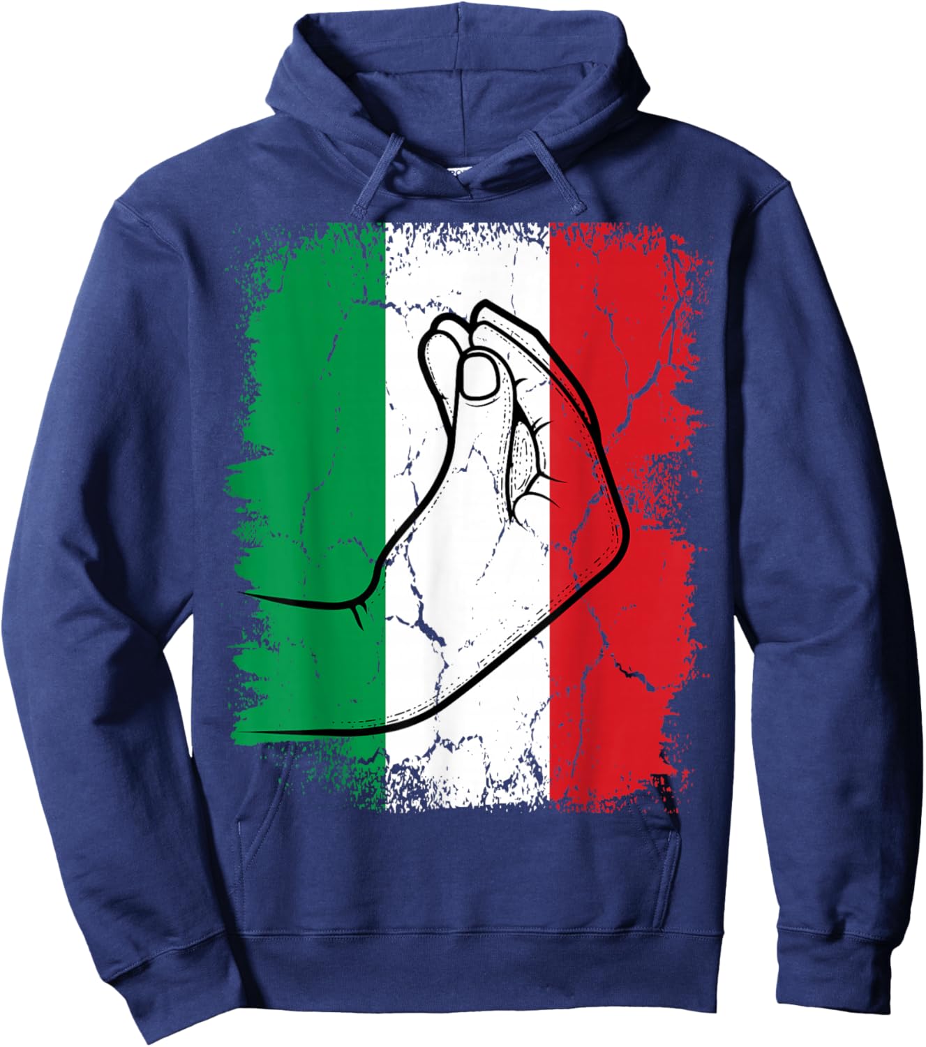 Italia Funny Italian Hand Gesture Pinched Fingers Italy Flag Hoodie - Hoodie | Navy