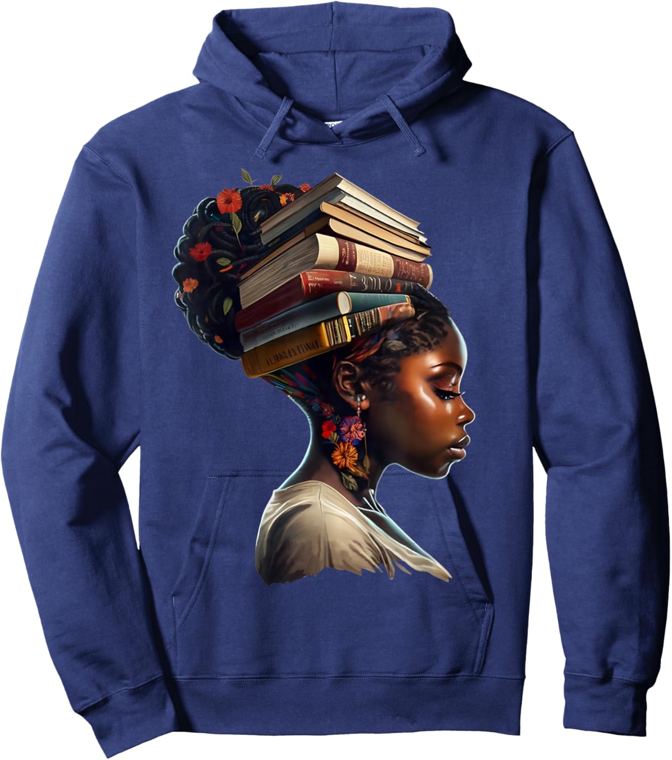 Black Girl Crown of Books African Teacher Black History BHM Hoodie - Hoodie | Navy