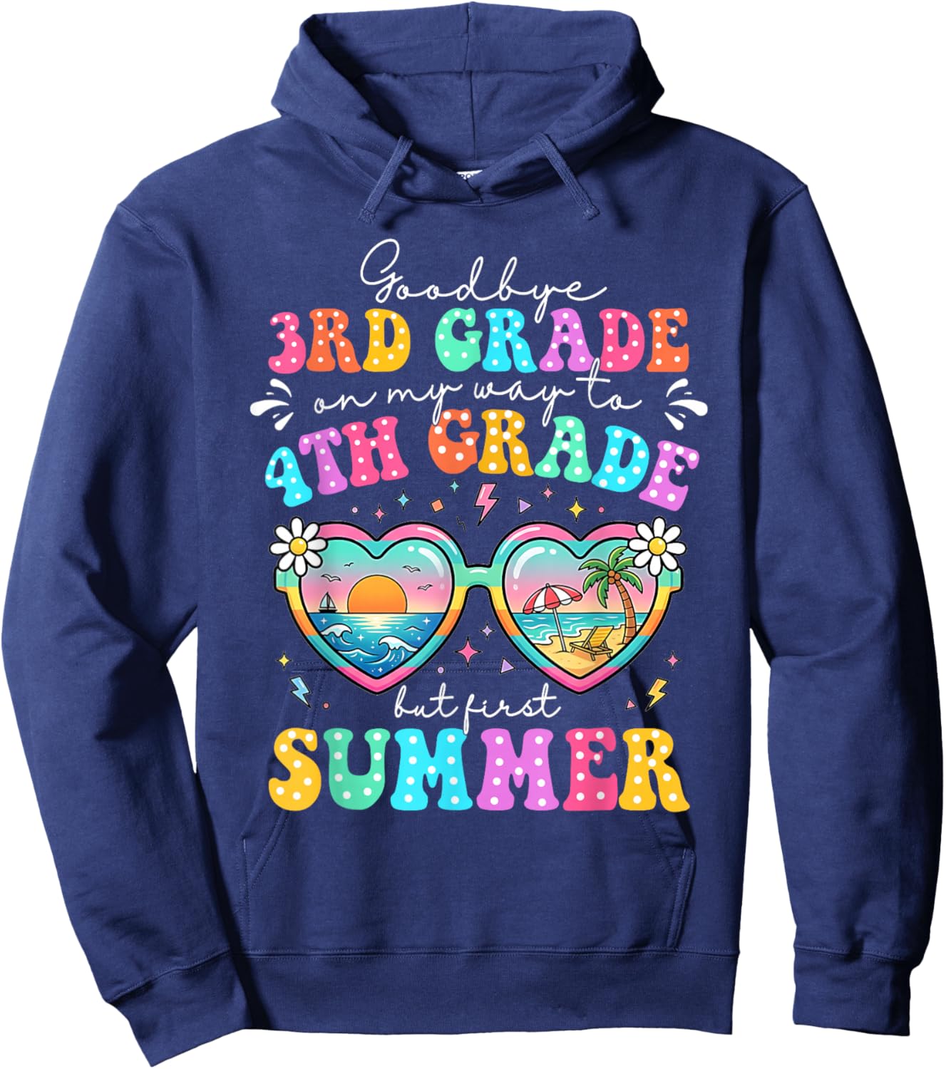 Goodbye 3rd Grade Graduation to 4th Grade First Summer Boys Hoodie - Hoodie | Navy