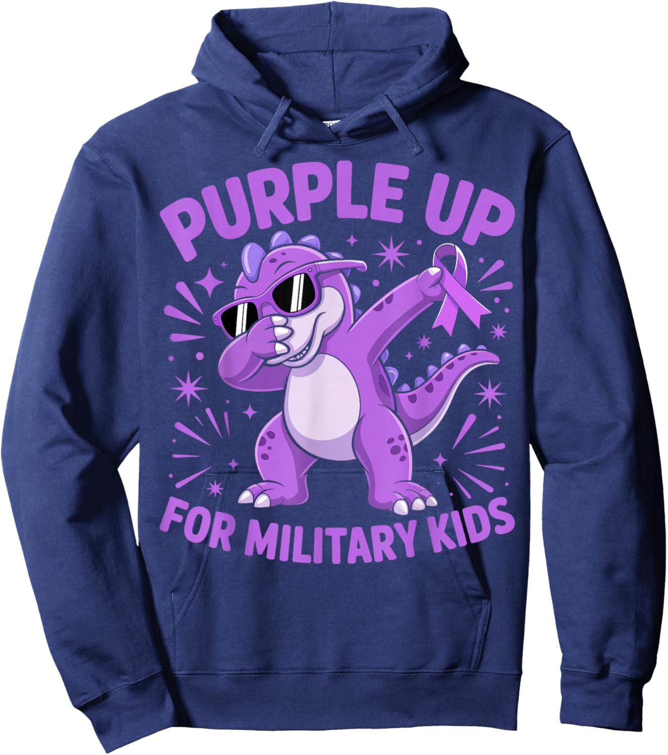 Purple Up for Military Kids Military Child Month Dinosaur Hoodie - Hoodie | Navy
