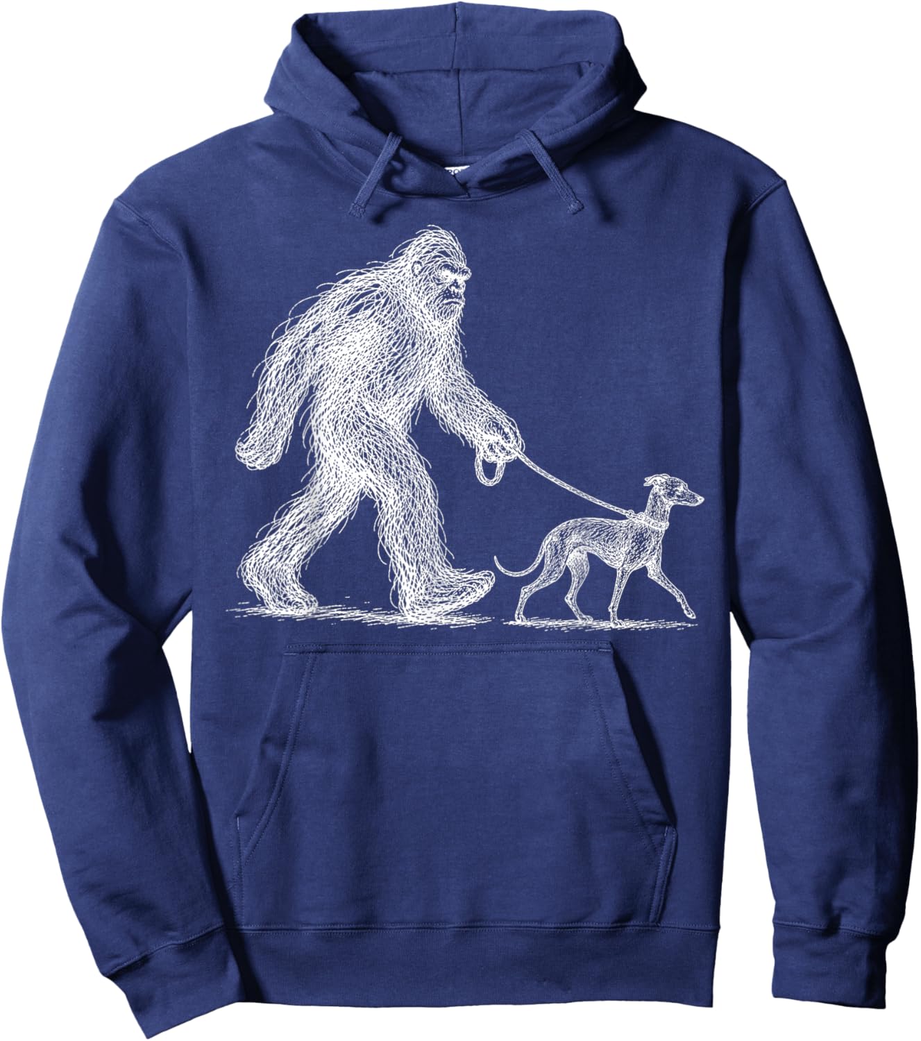 Retro Bigfoot Walking Italian Greyhound Funny Sasquatch Dog Hoodie - Hoodie | Navy