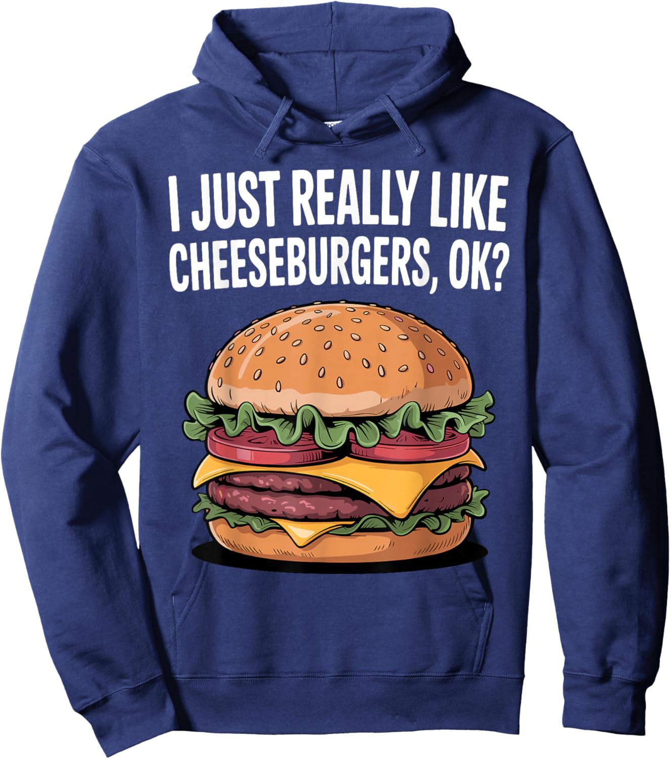 Funny Cheeseburger Art Women Kids Hamburger Burger Hoodie - Hoodie | Navy