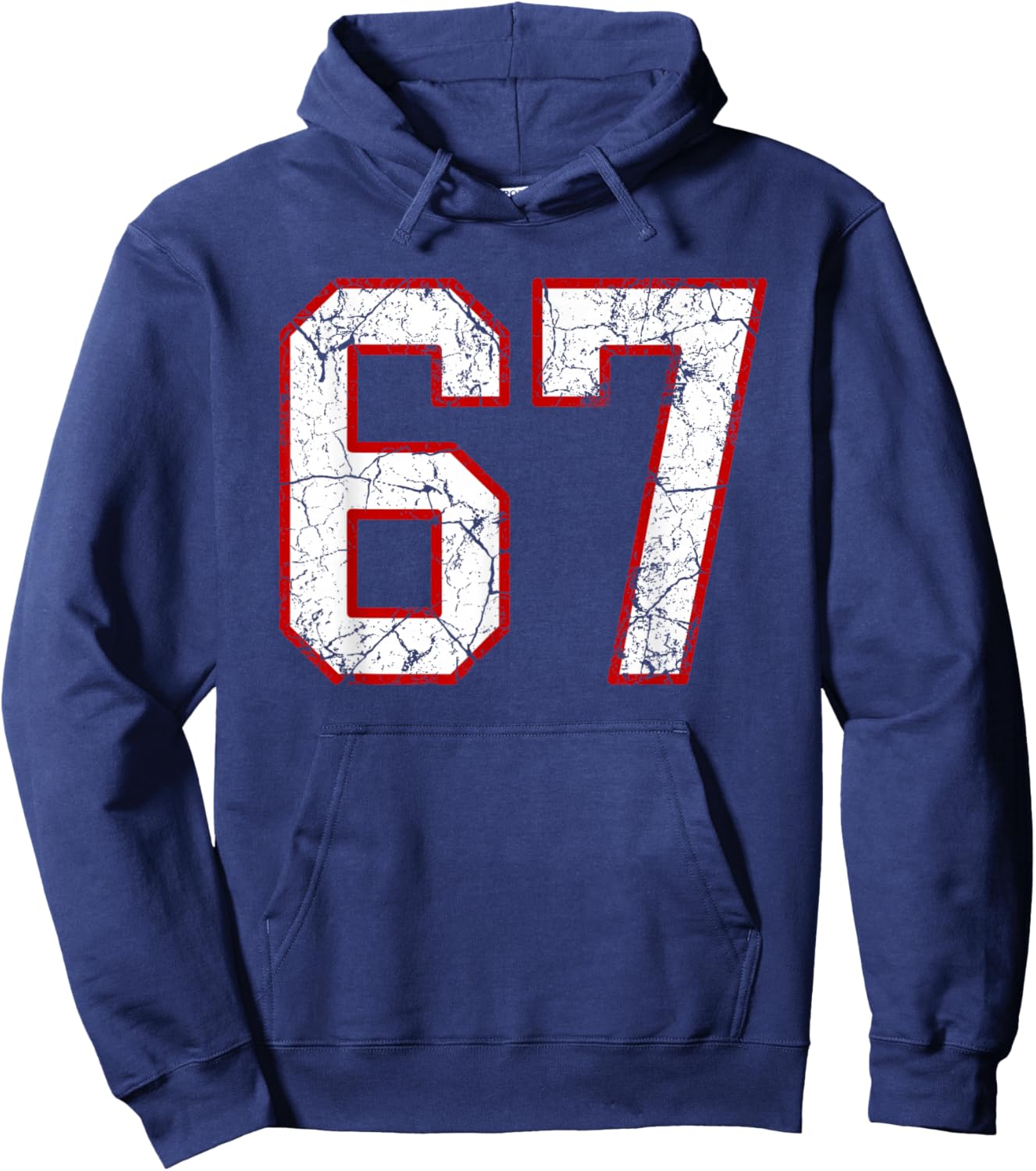 White and Red Sports Number 67 Jersey Uniform Player Hoodie - Hoodie | Navy