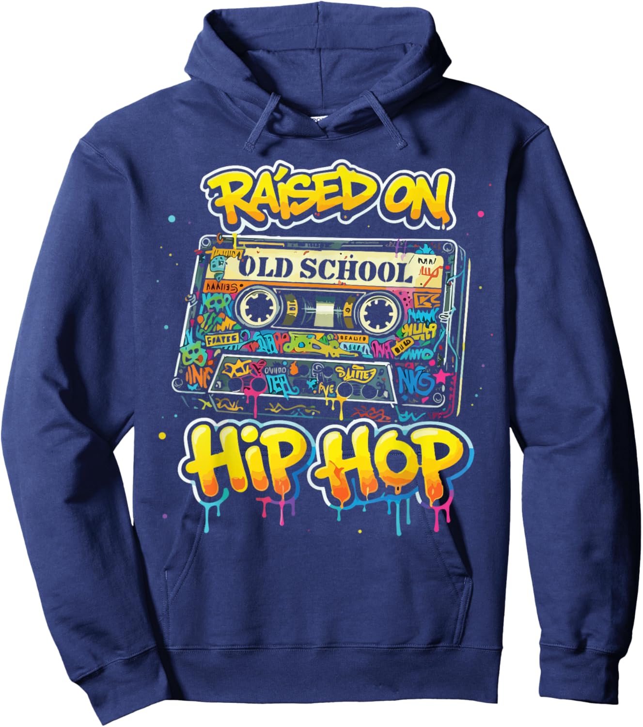 Raised on Old School Hip Hop Kassette Retro Rap Motiv Hoodie - Hoodie | Navy