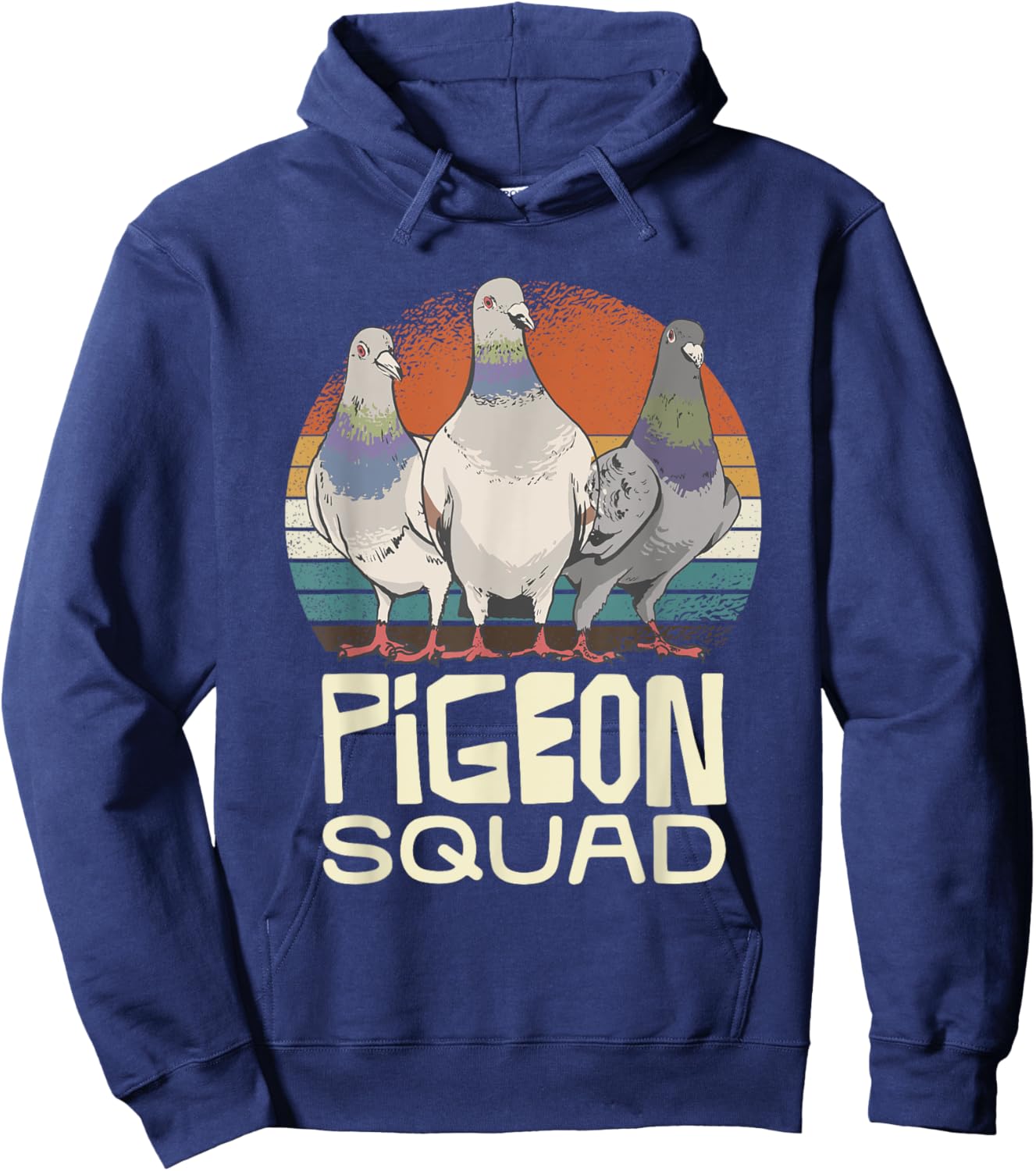 Pigeon Squad Retro Birds Unite Vibes Hoodie - Hoodie | Navy