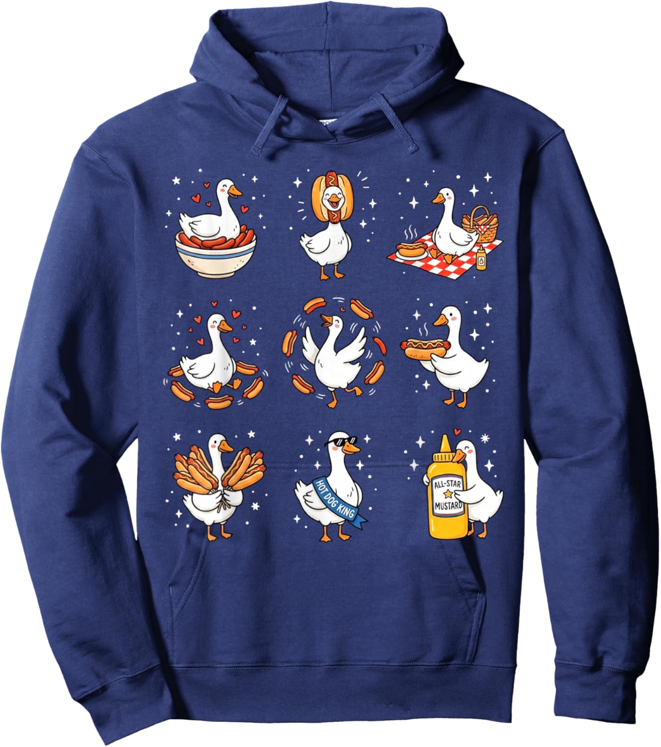 Funny Silly Goose Foodie Hotdog Lover BBQ American Food Hoodie - Hoodie | Navy