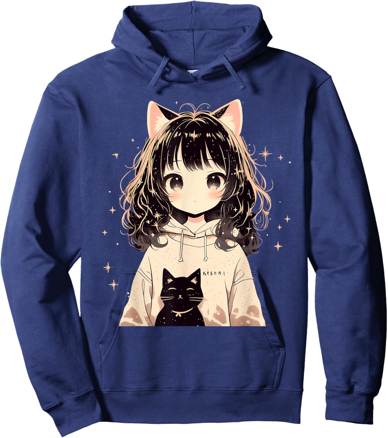 Anime Waifu Cute Anime manga Cat Girl Sweet Retro Japan Hoodie - Hoodie | Navy