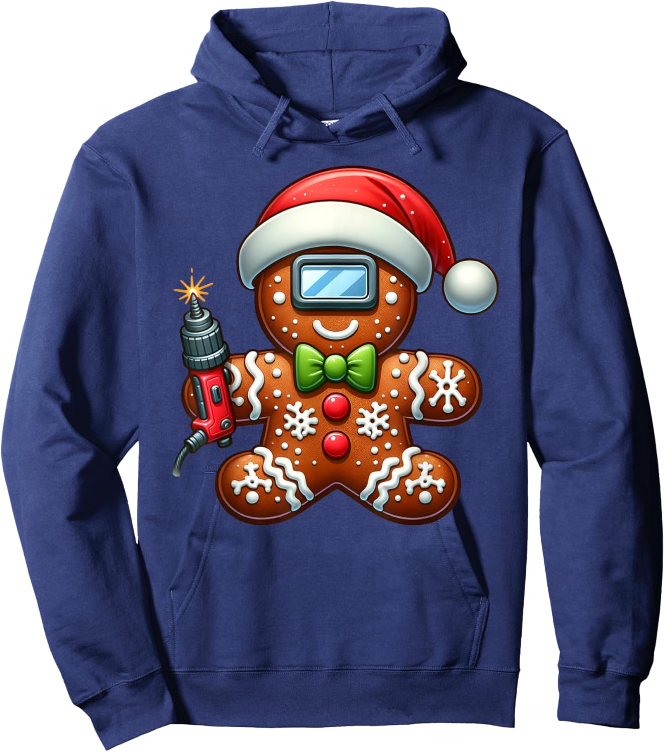 Funny Gingerbread Man Welder Christmas Kids Hoodie - Hoodie | Navy