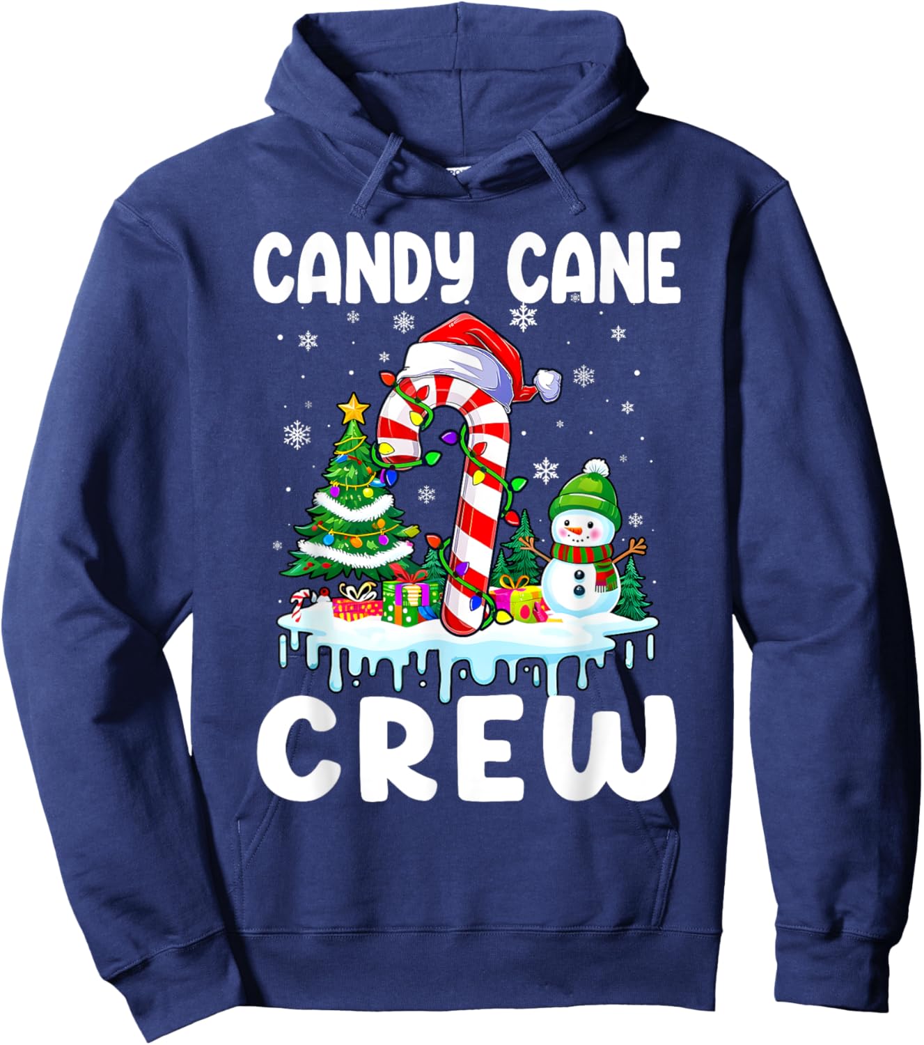 Candy Cane Crew Funny Christmas Holiday Boys Girls Men Women Hoodie - Hoodie | Navy