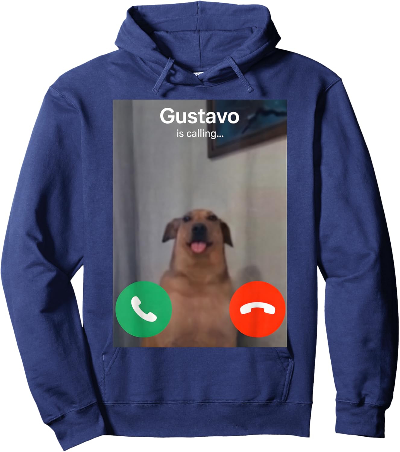 Gustavo The Dog is Calling Incoming Call Brainrot Memes GenZ Hoodie - Hoodie | Navy